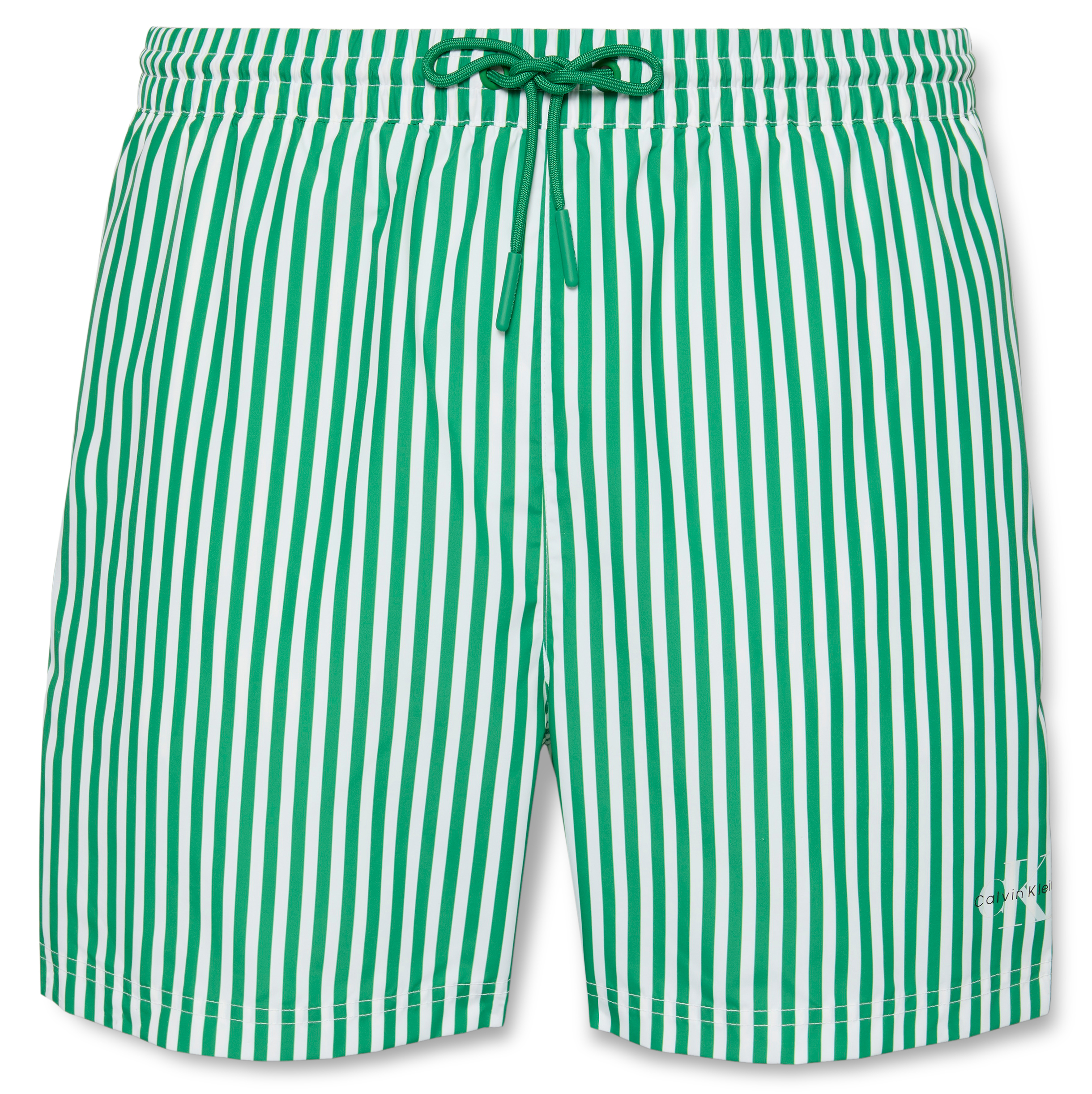 Calvin Klein | Zelené pruhované plavkové šortky