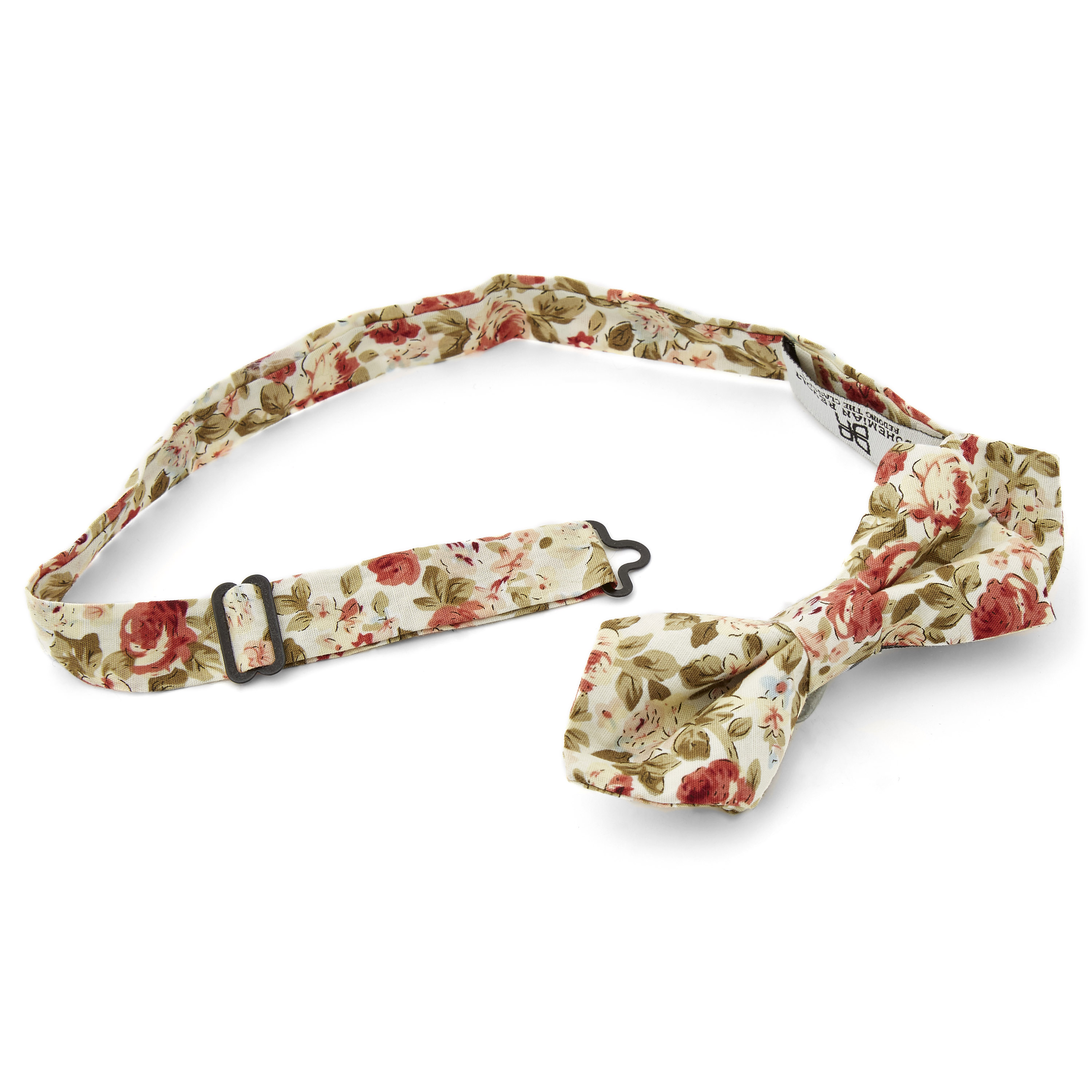 Noeud papillon crème en pointes imprimé floral - 2