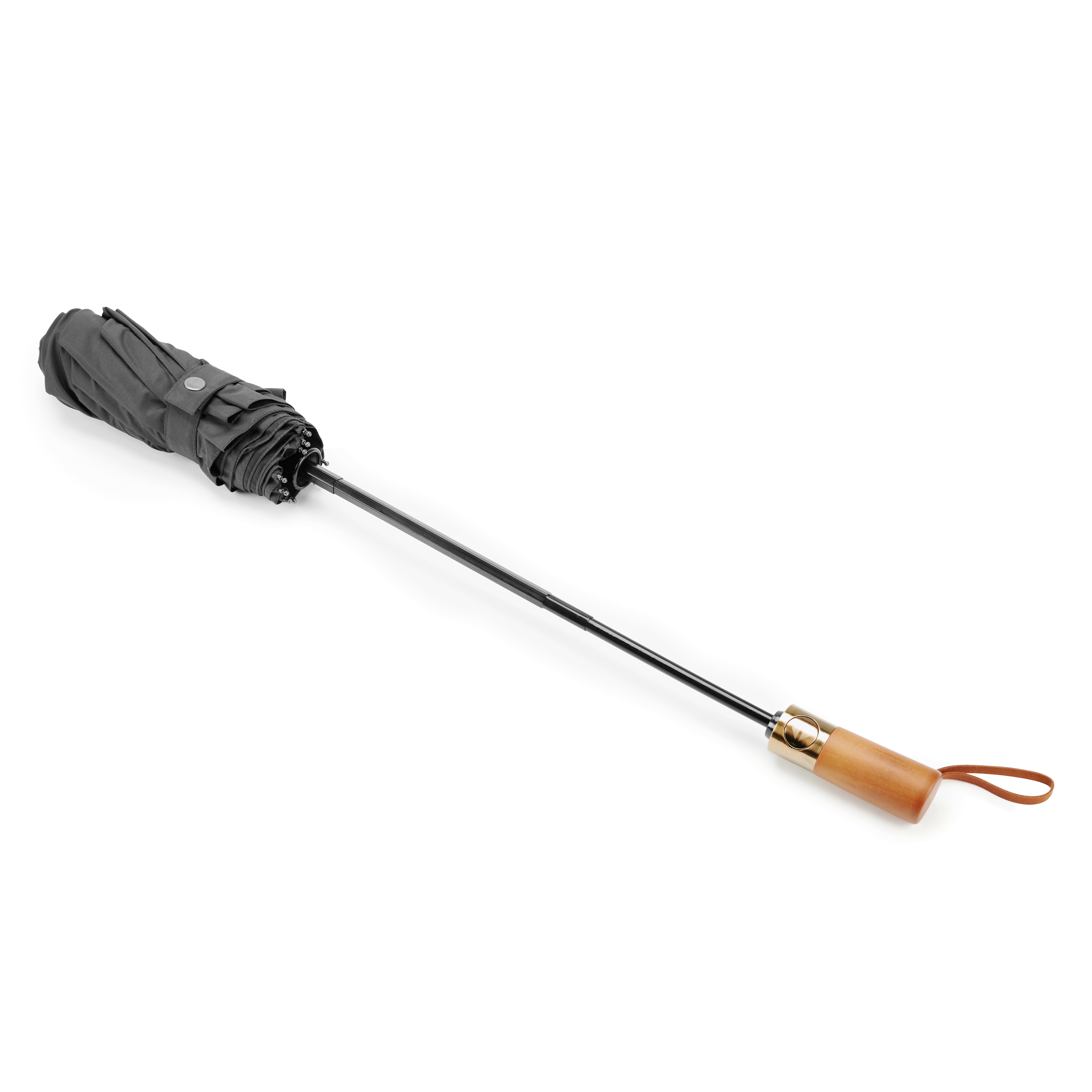 Automatik-Faltschirm | Grau | Holzgriff - 5