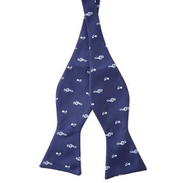 Royal Blue & White Musical Self-Tie Bow Tie