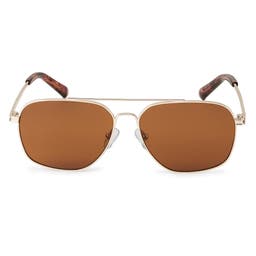 Wolcott Thea Gold-Tone & Brown Sunglasses