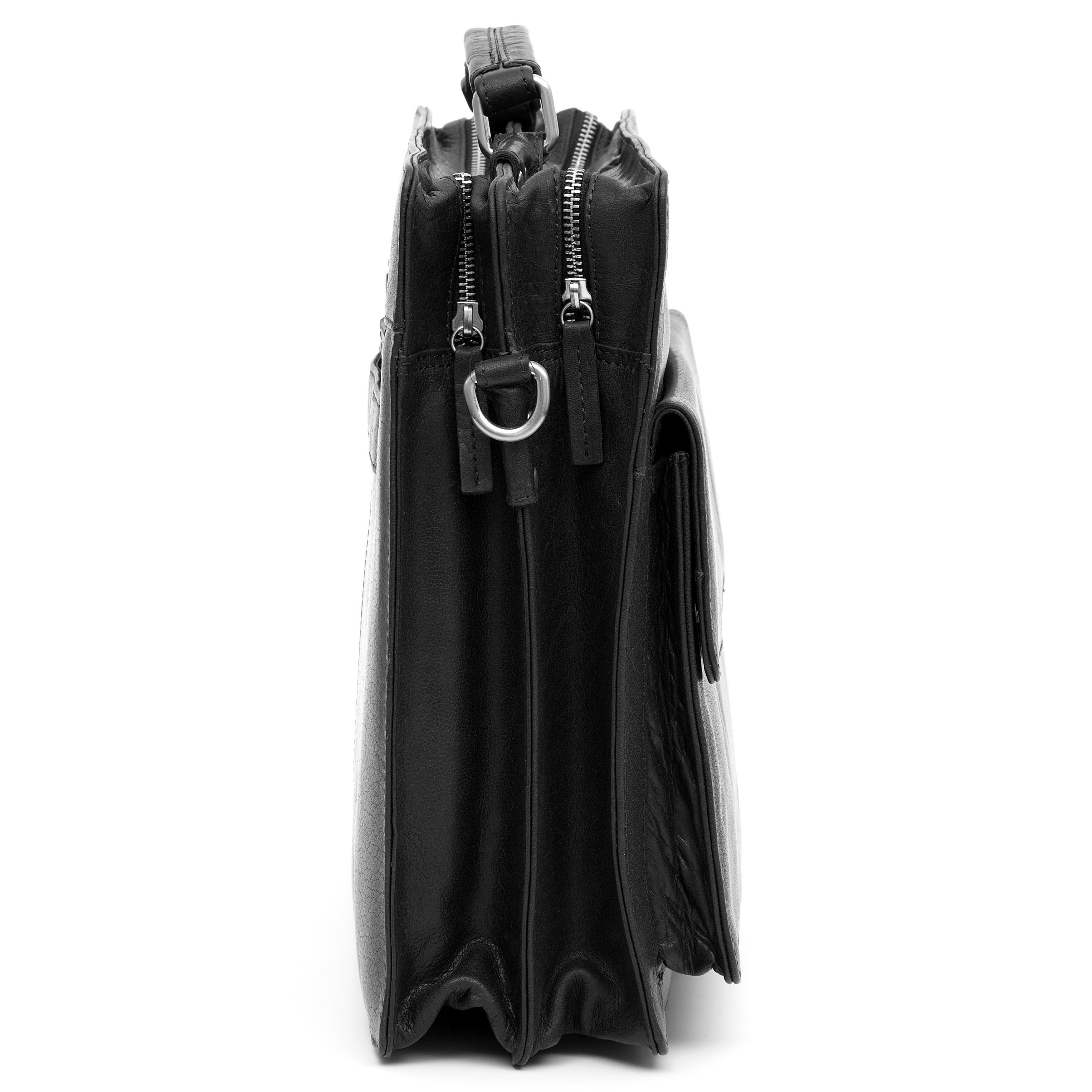 Montreal Black Compact Leather Briefcase - 6