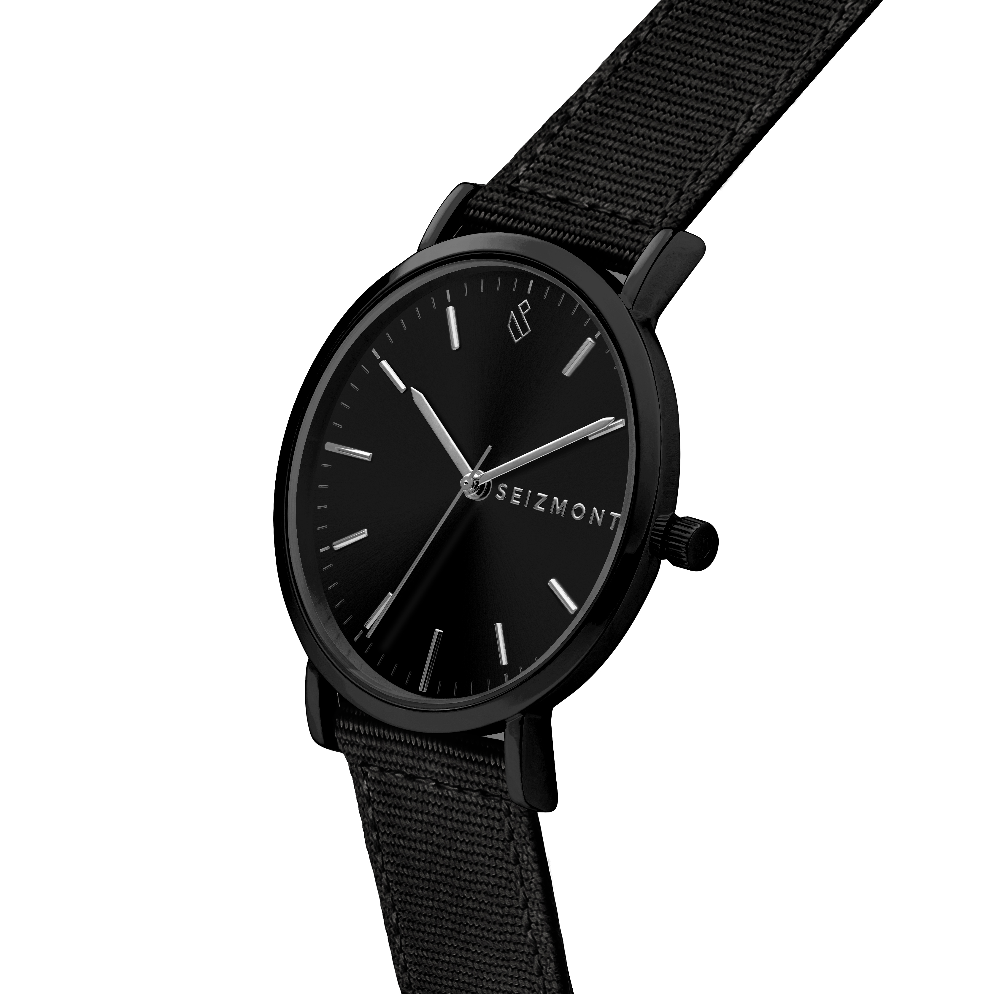 Moment | Μαύρο minimalist dress αναλογικό ρολόι quartz με μαύρο καντράν και μαύρο νάιλον λουράκι - 2