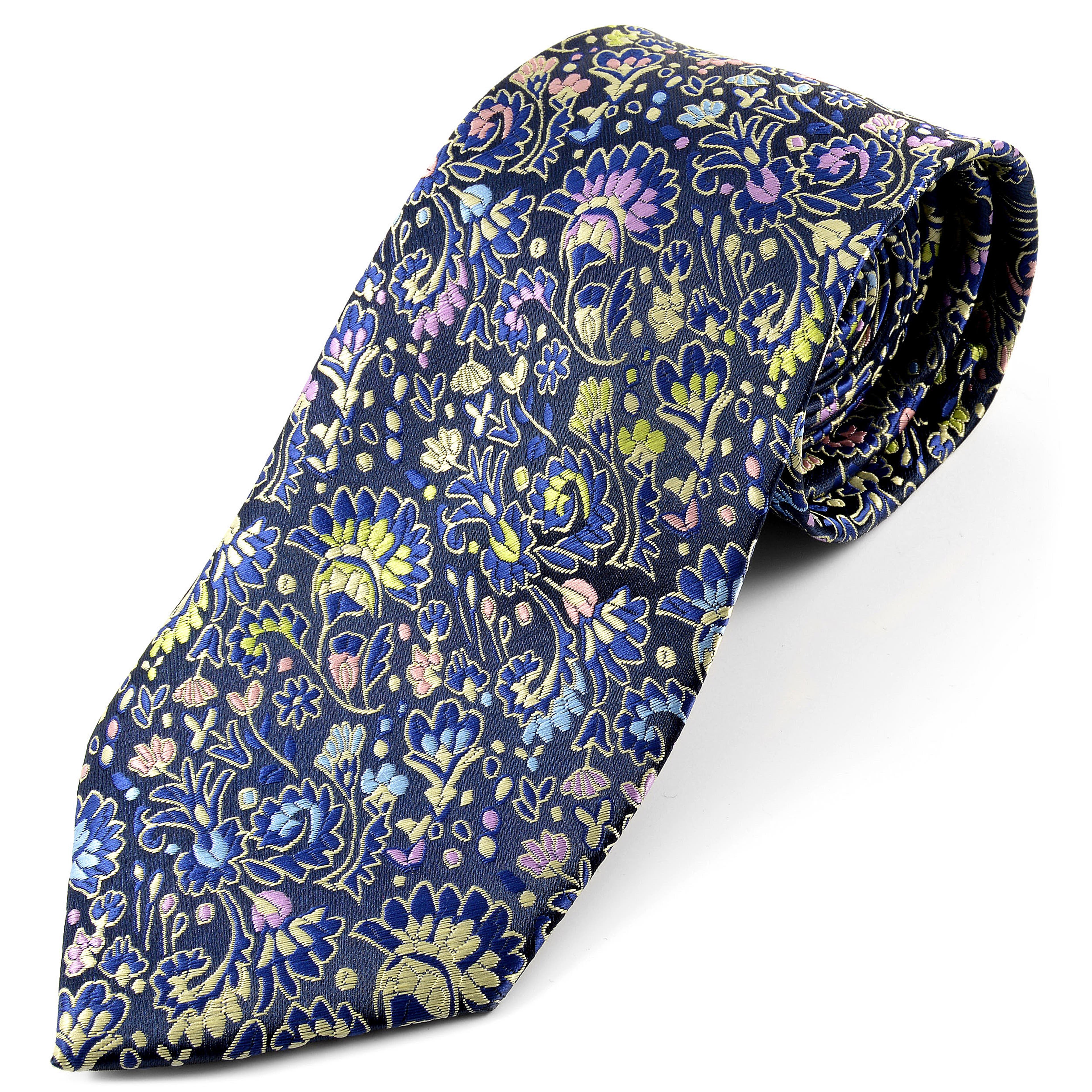 Royal Blue Flowered Silk Tie