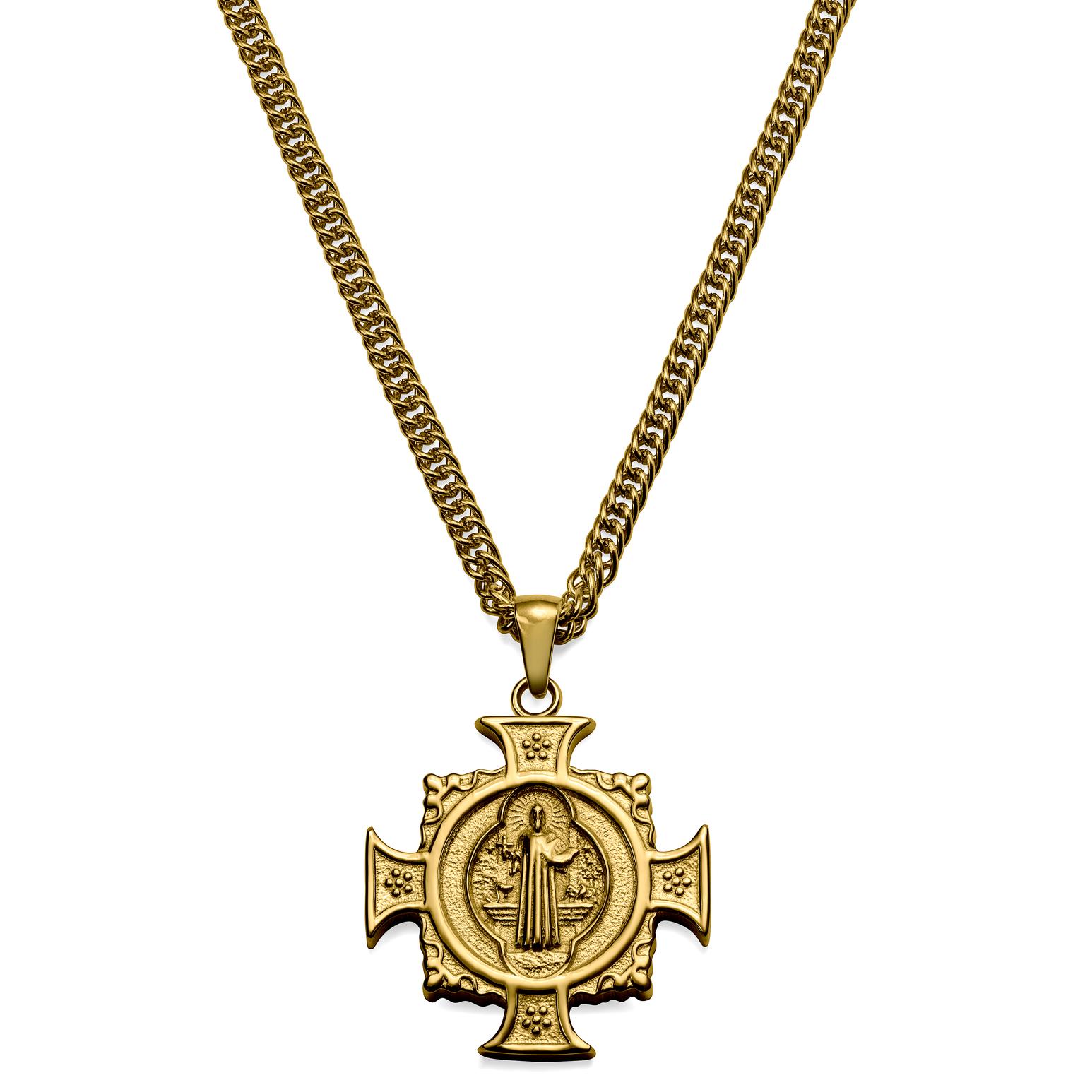 Sanctus | Χρυσαφί Ατσάλινο Κολιέ St. Benedict Cross Sanctus | Χρυσαφί Ατσάλινο Κολιέ St. Benedict Cross