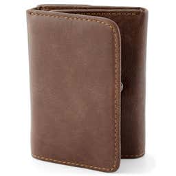 Brown Trifold Multi RFID Leather Wallet