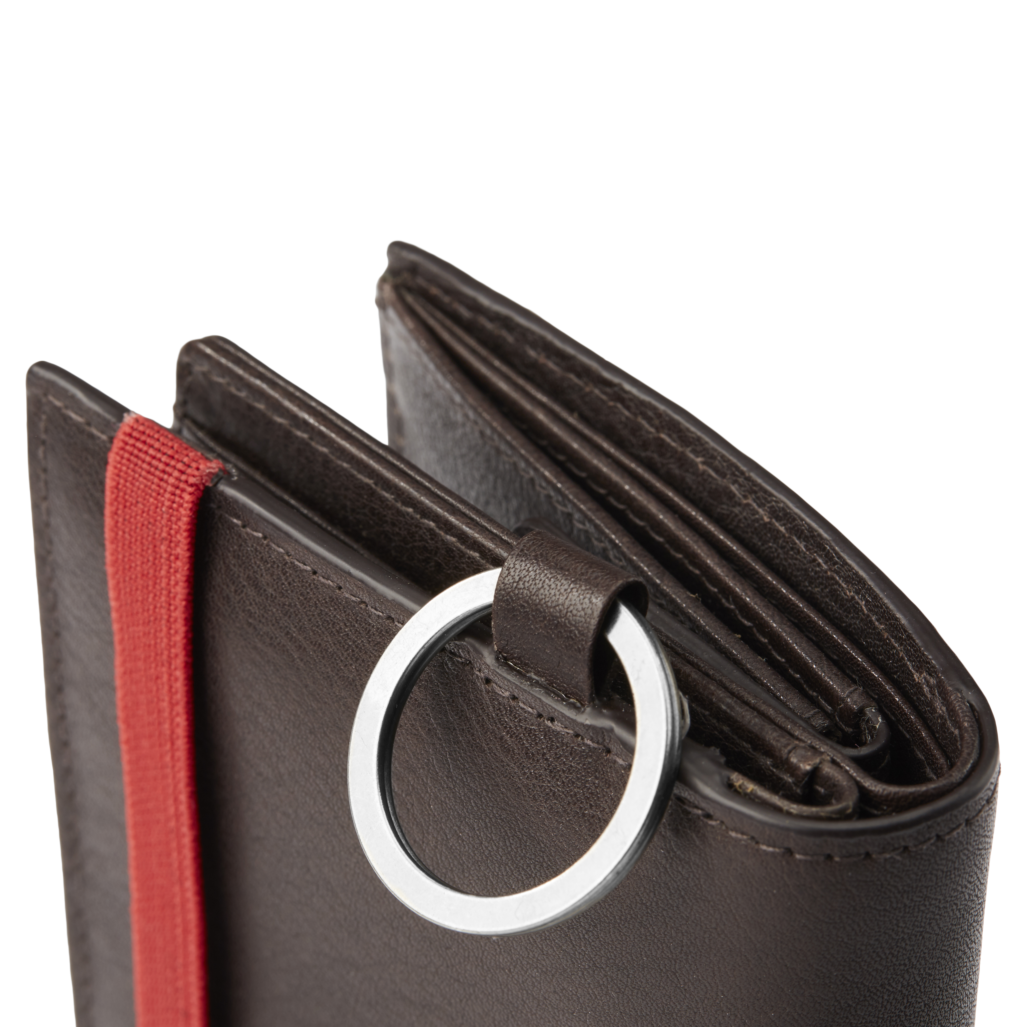 Lonnie Dark-Brown Leather RFID-Blocking Wallet with Keyring  - 10