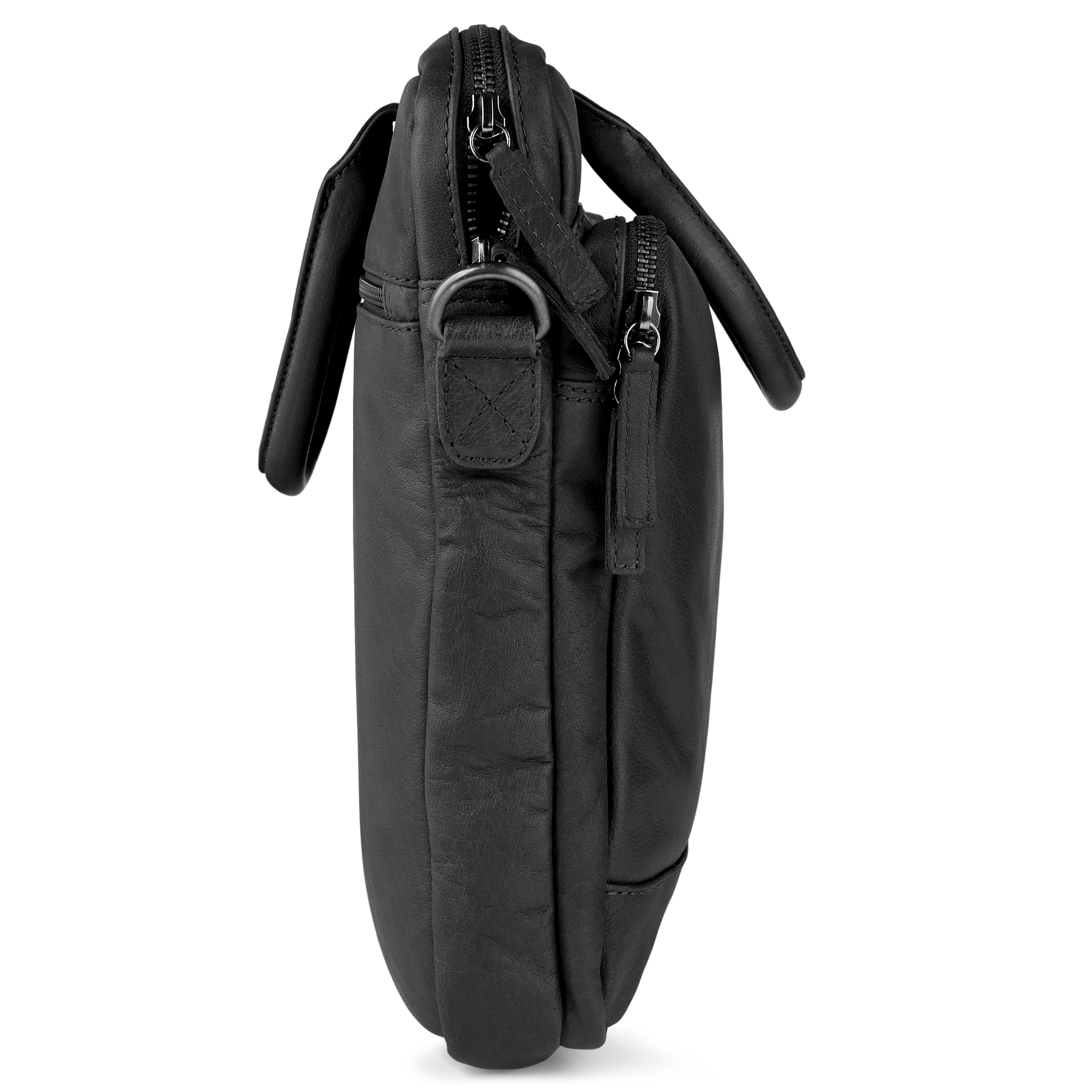 Oxford | Black Leather Laptop Bag - 5