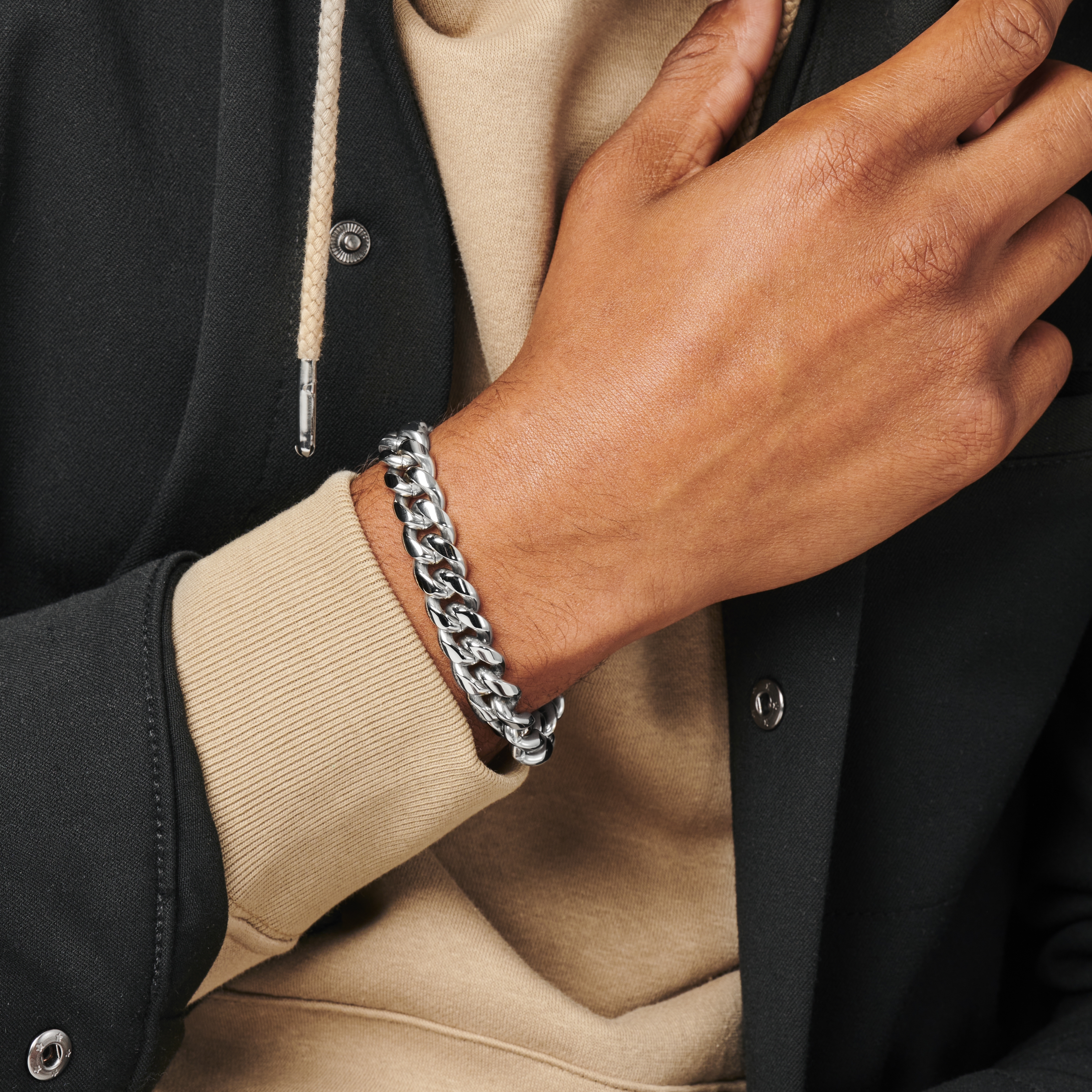 16 mm Silver-Tone Steel Chain Bracelet - 3