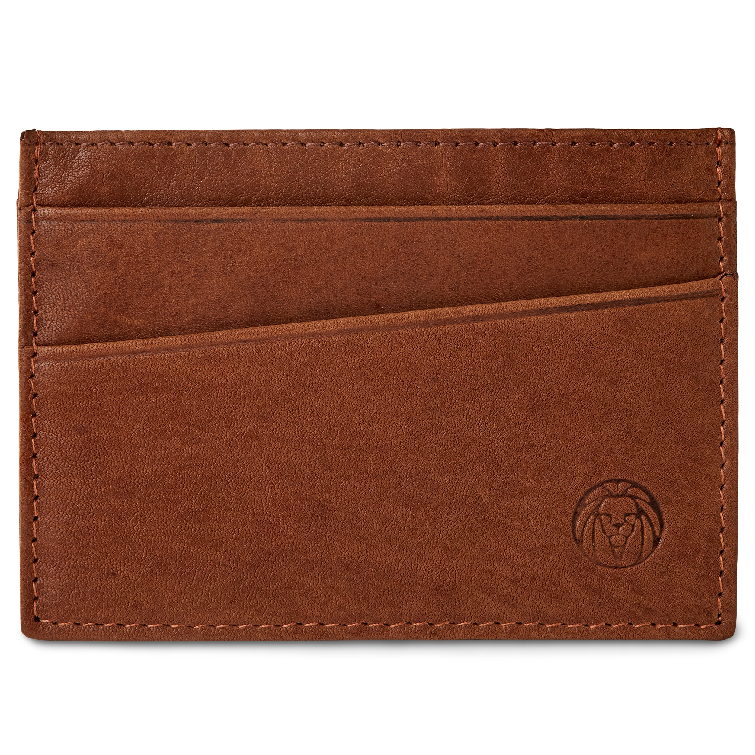 Porte-cartes en cuir brun havane anti-RFID Cambodia - 2