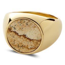 Makt | Gold-Tone With Madagascar Stone Signet Ring