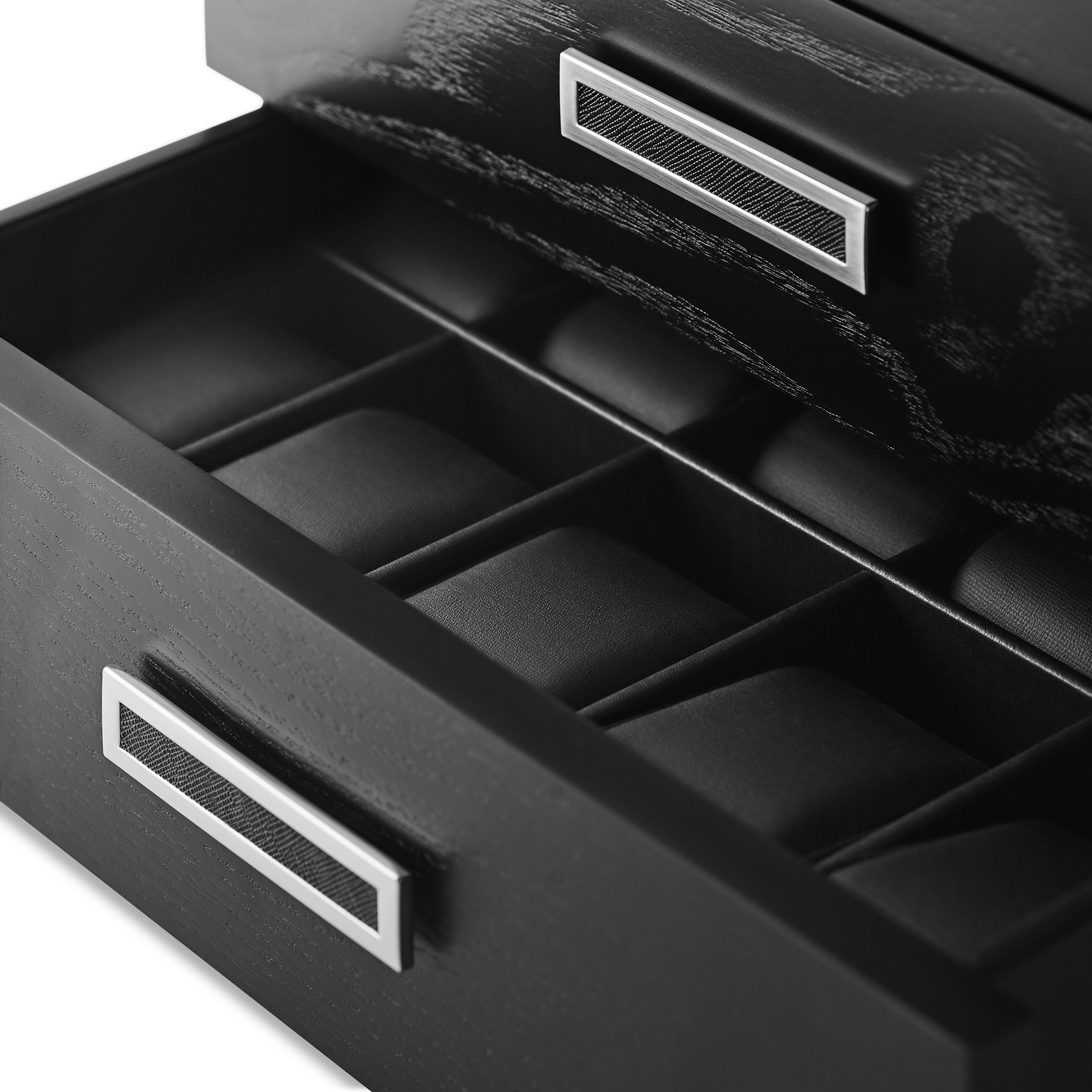 Black & Silver-Tone Wooden Tie Box