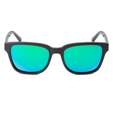 Wilmer Thea Black & Blue-Green Mirror Polarised Sunglasses