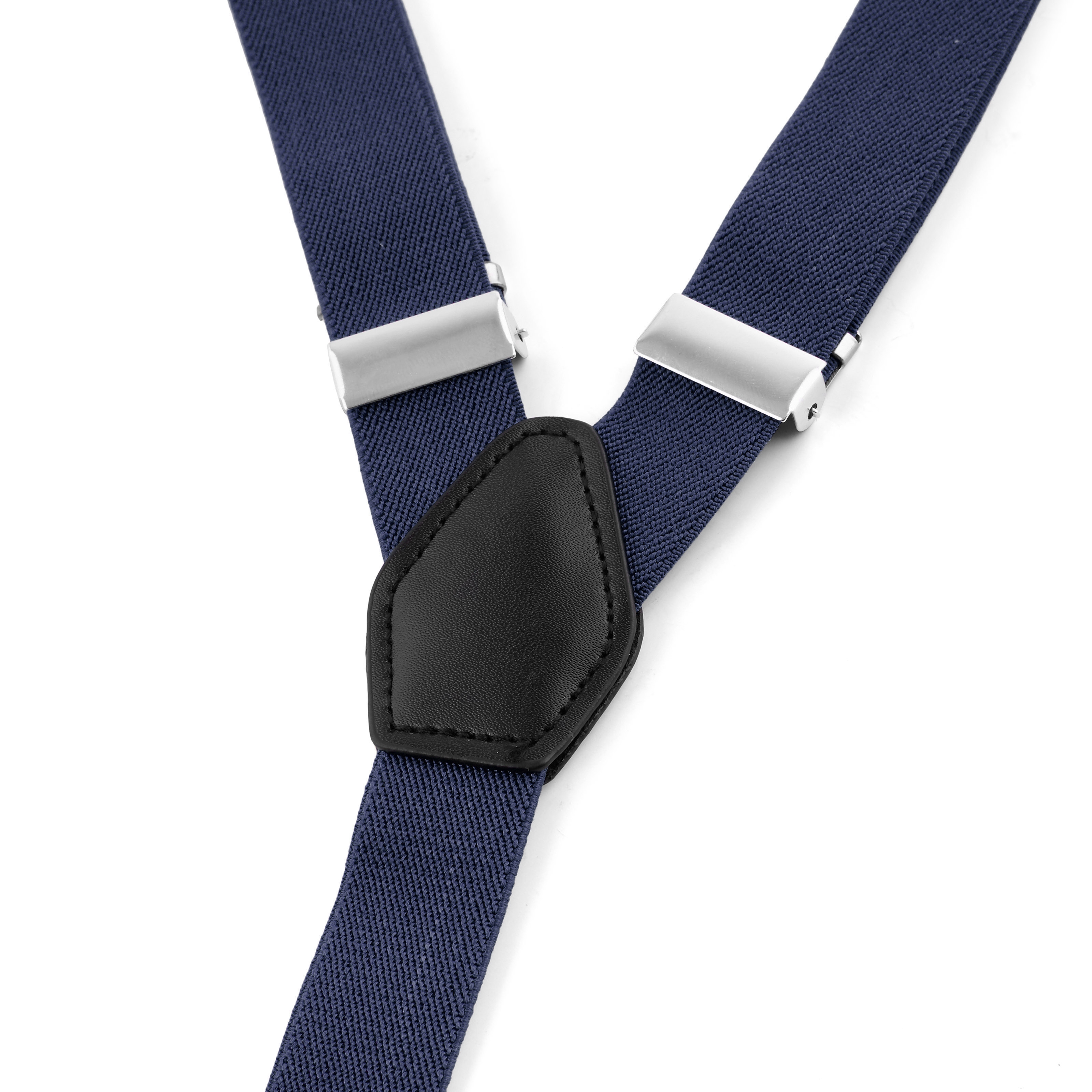 Slim Deep Blue Split Button Braces - 3