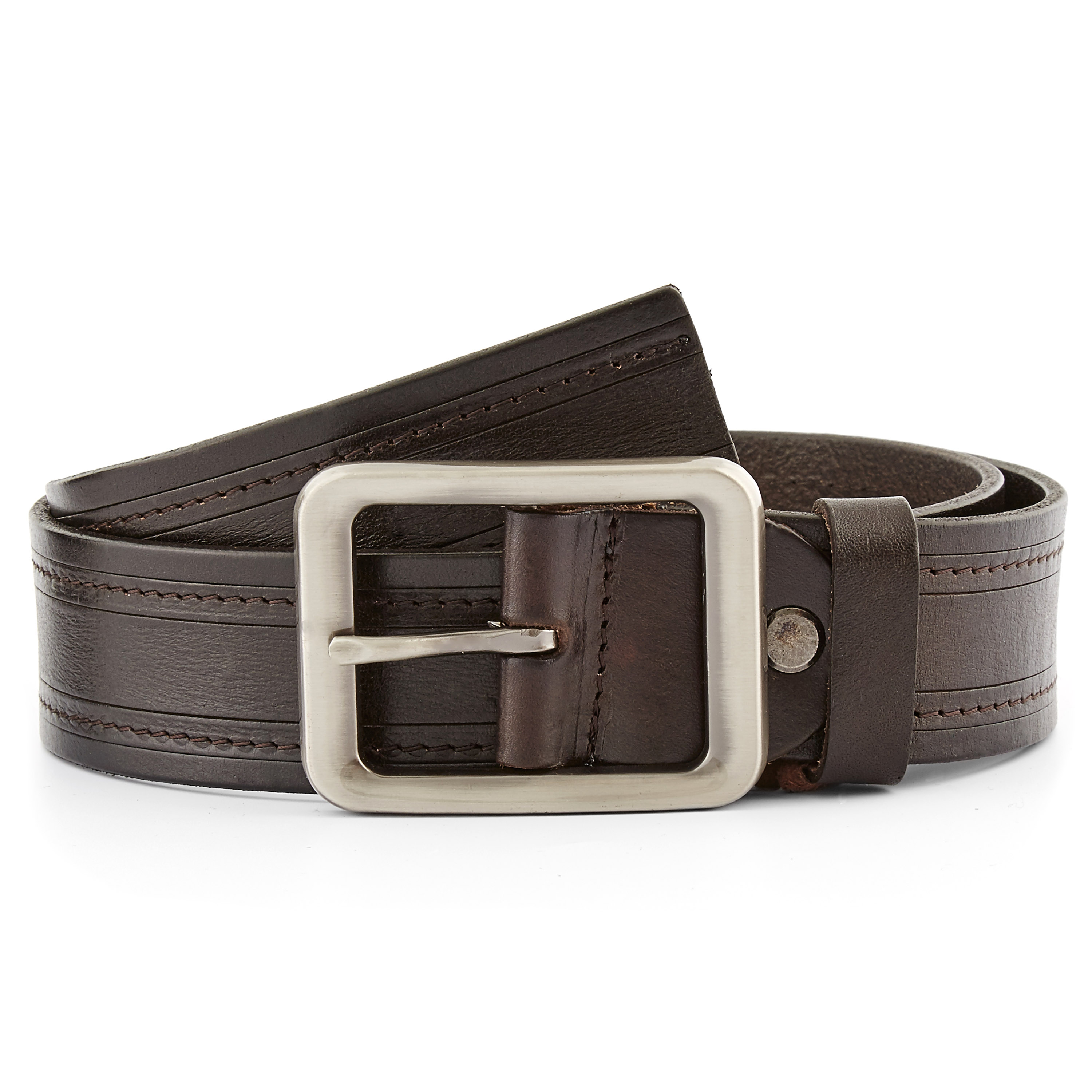 Smart Casual Donkerbruine Leren Riem - 1