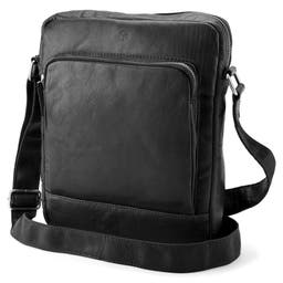 Класическа черна кожена градска чанта Montreal