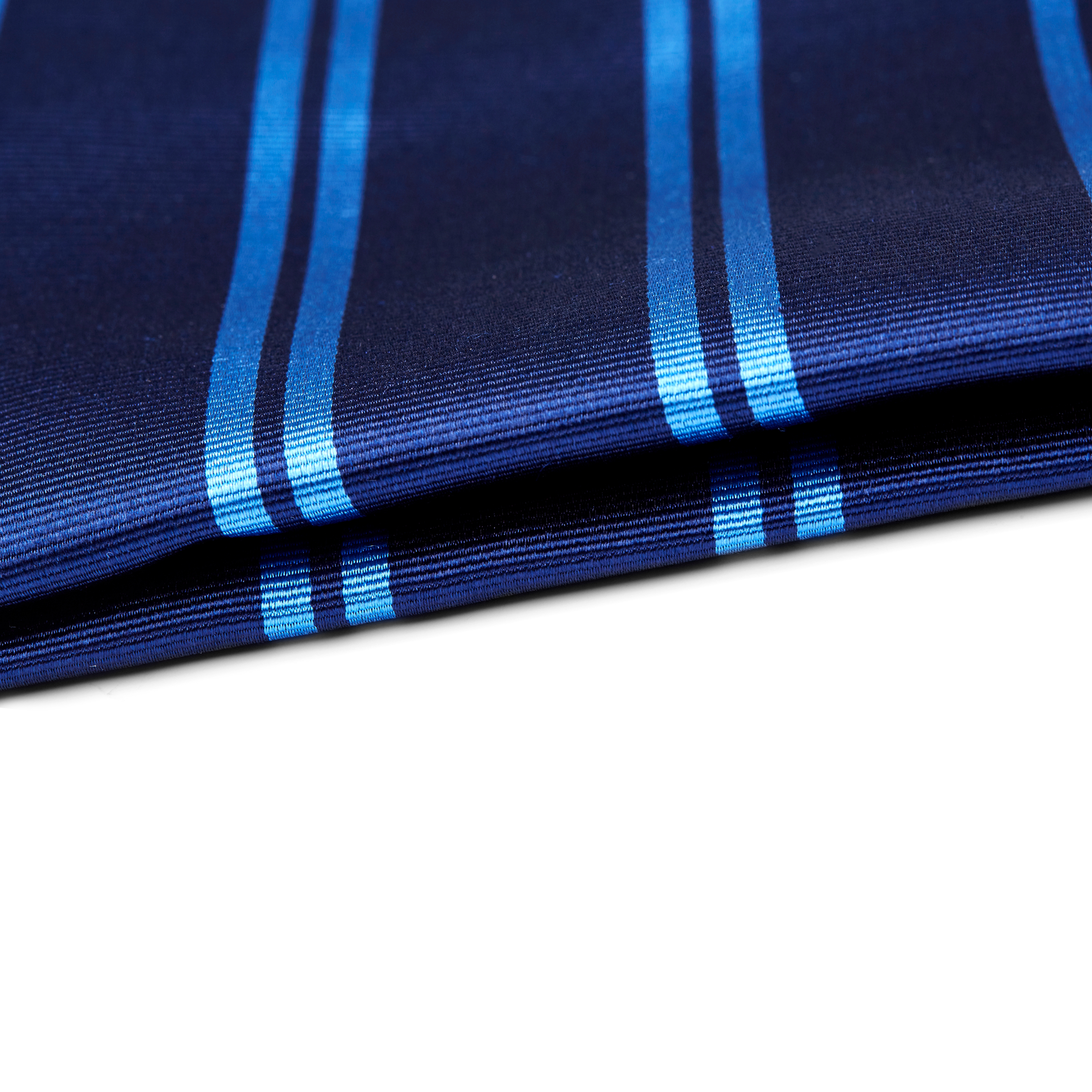 Blue Twin Stripe Navy Silk Pocket Square - 2