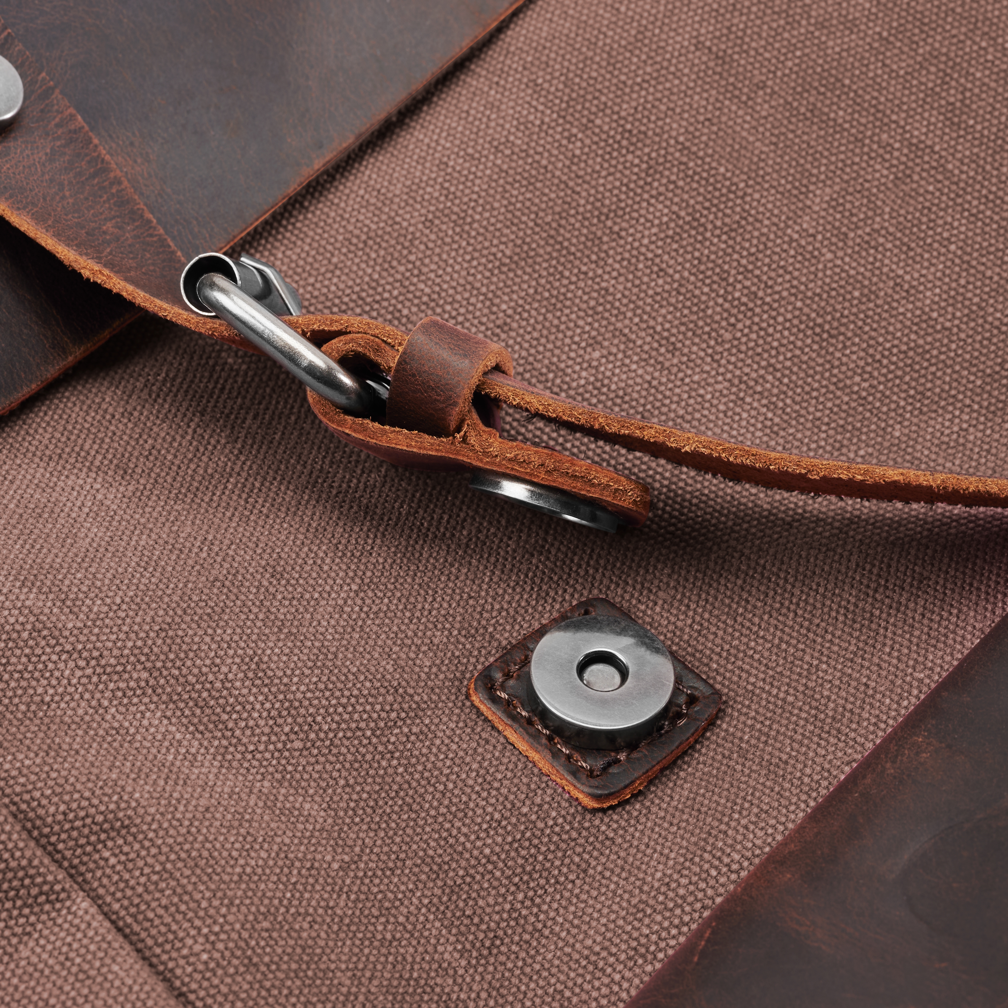 Rucsac vintage din piele și pânză maro deschis - 13