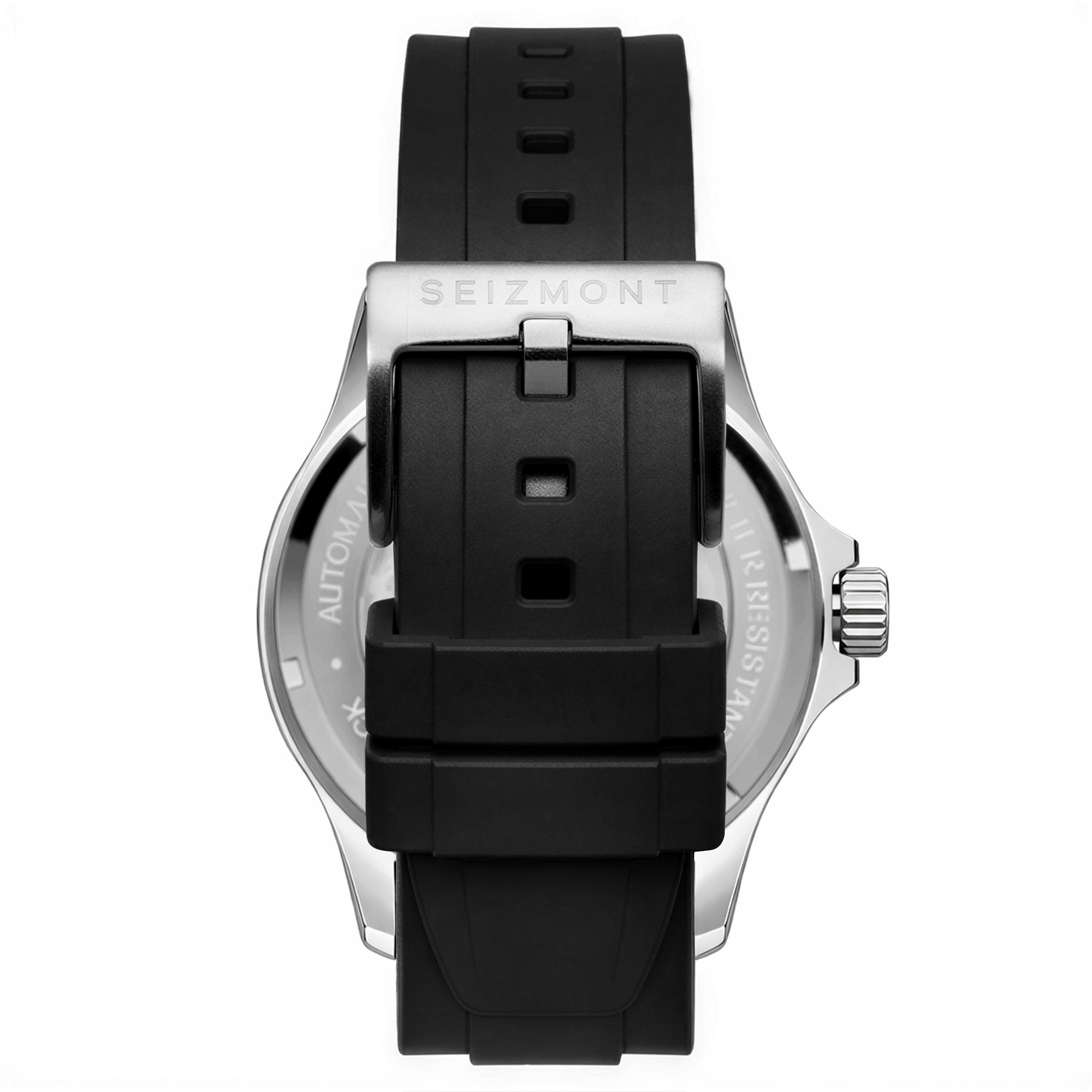 Tide II | シルバー調 ダイバーズウォッチ（ブラック 文字盤 / ラバーストラップ） - 4