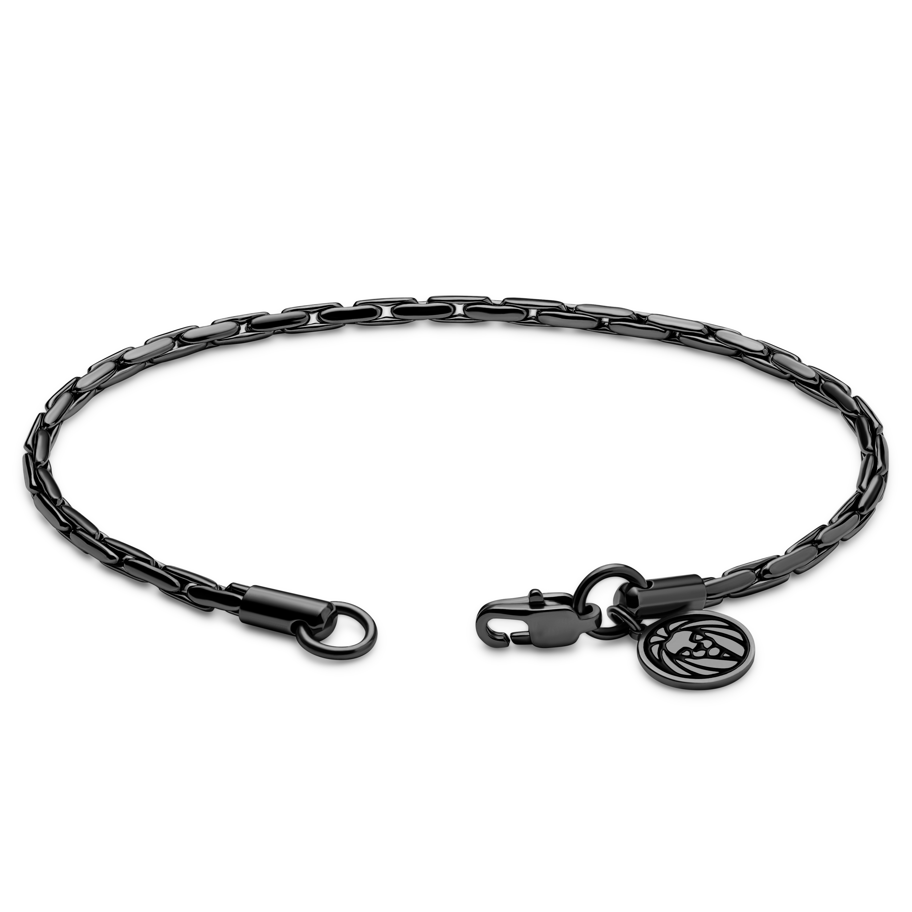 Essentials | 3 mm Gunmetal Μαύρο Βραχιόλι Αλυσίδα Χεριού Ορθογώνιο Box Chain - 3