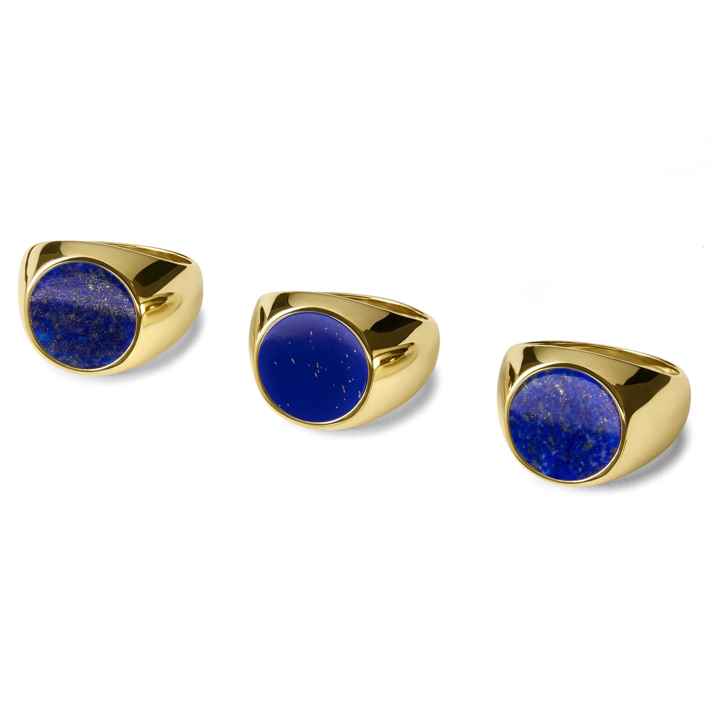 Makt | Gold-Tone With Blue Lapis Lazuli Signet Ring - 3