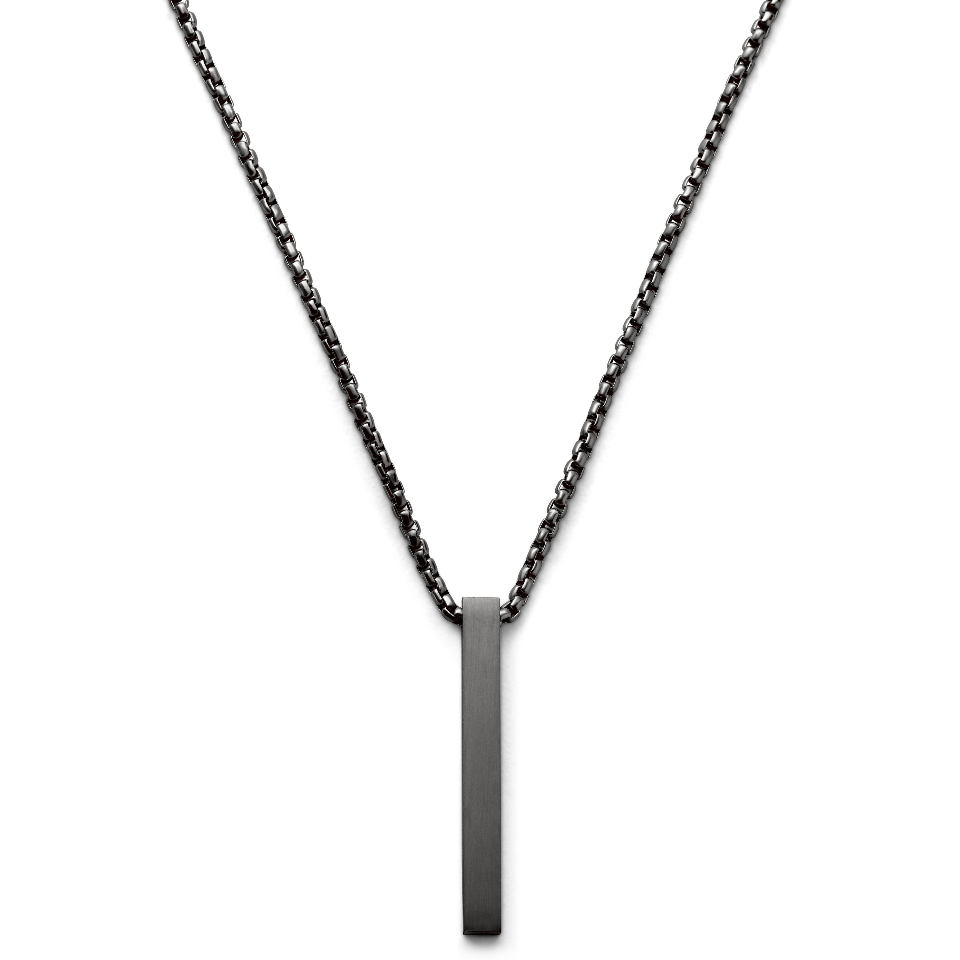 Matte Black Stainless Steel Bar Pendant Necklace Matte Black Stainless Steel Bar Pendant Necklace