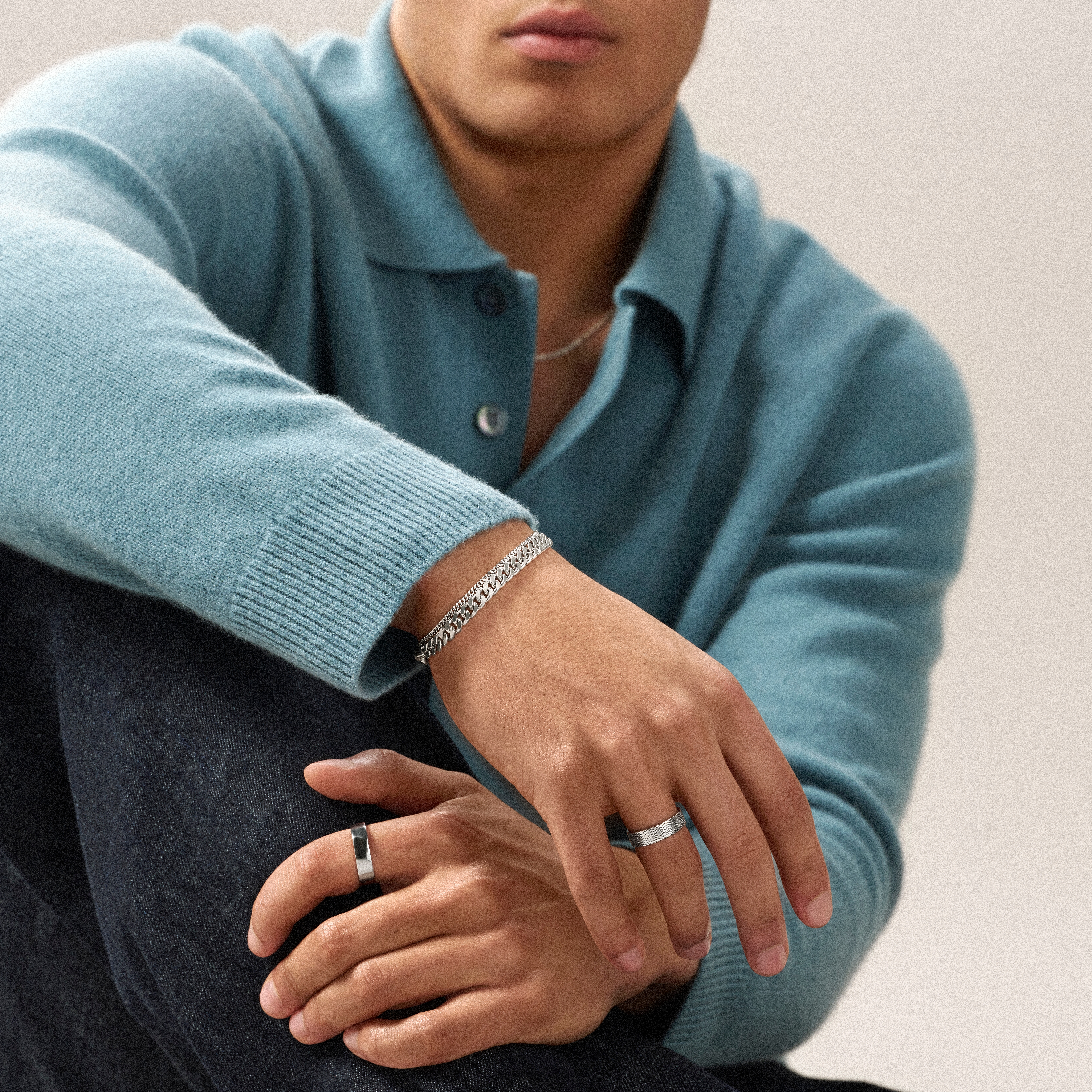 Argentia | 925s | 6 mm rhodiniertes Sterling Silber Curb Chain Armband - 4