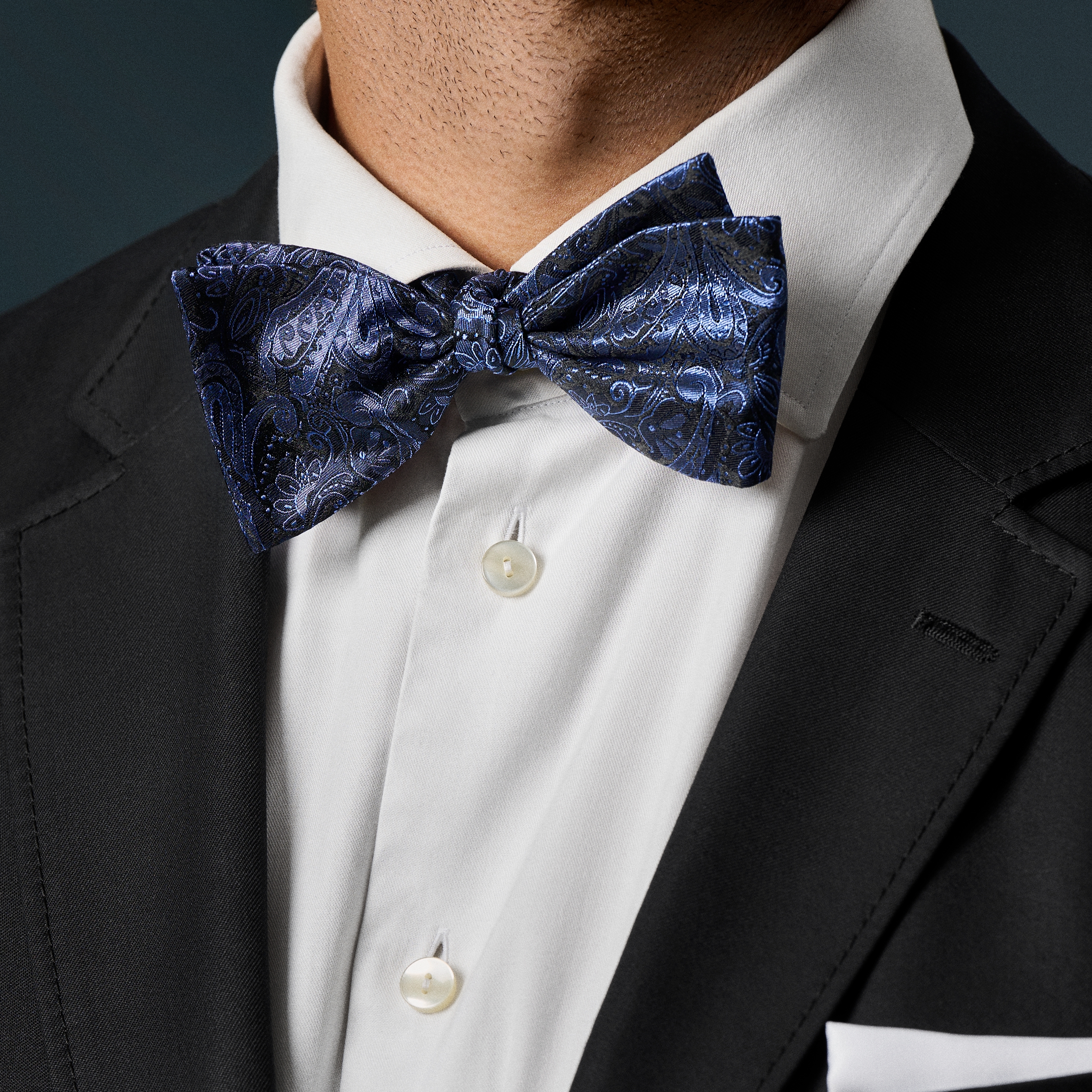 Peislija raksta zīda tauriņš bez aizdares tumši un gaiši zilā krāsā - 3