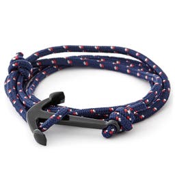 Navy Blue & Black Anchor Bracelet