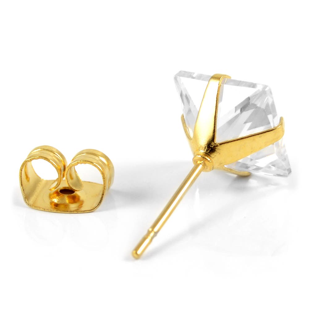 hover: Sentio | 8 mm Gold-Tone Zirconia Stud Earring hover: Sentio | 8 mm Gold-Tone Zirconia Stud Earring