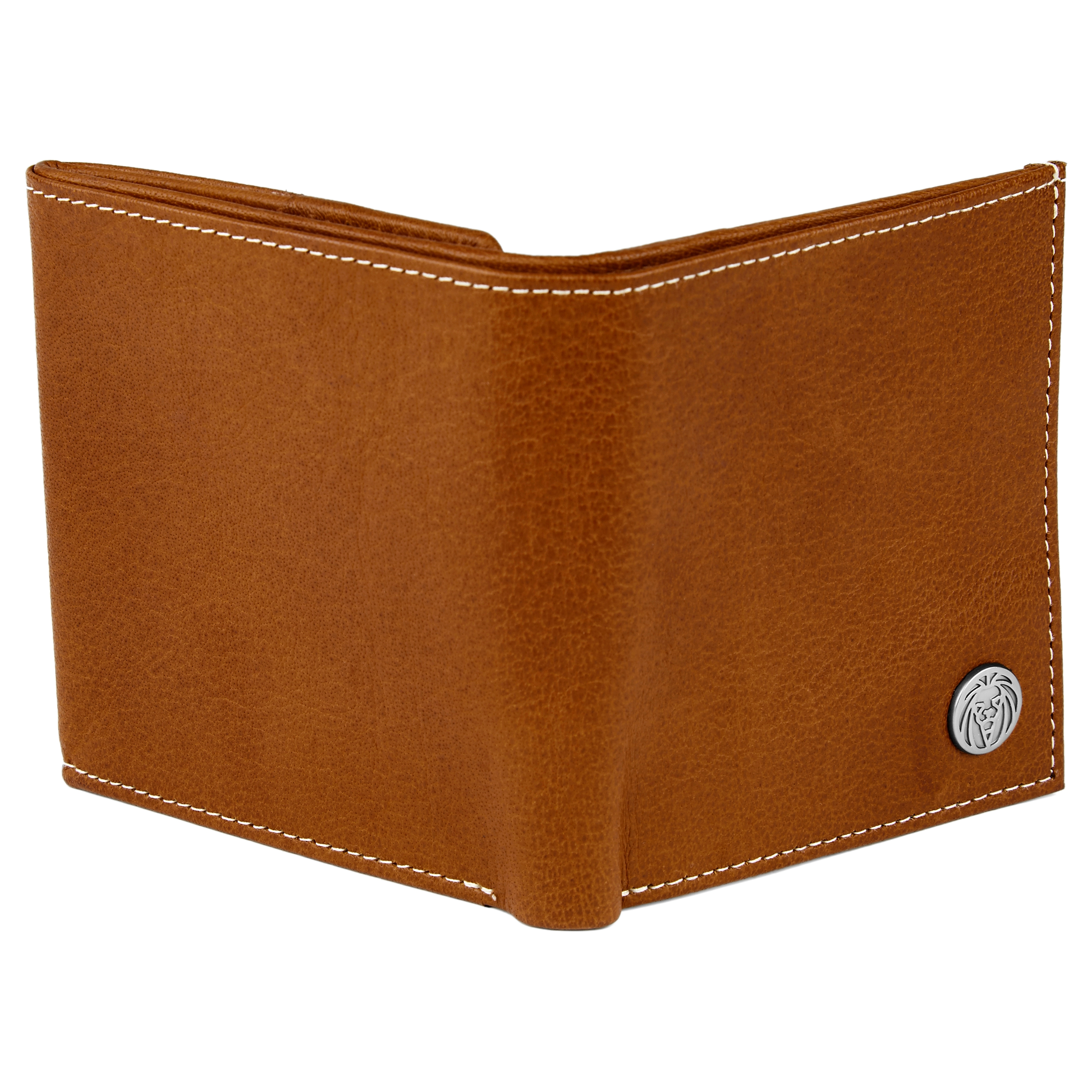 Cartera de cuero sencilla canela Oxford  - 3