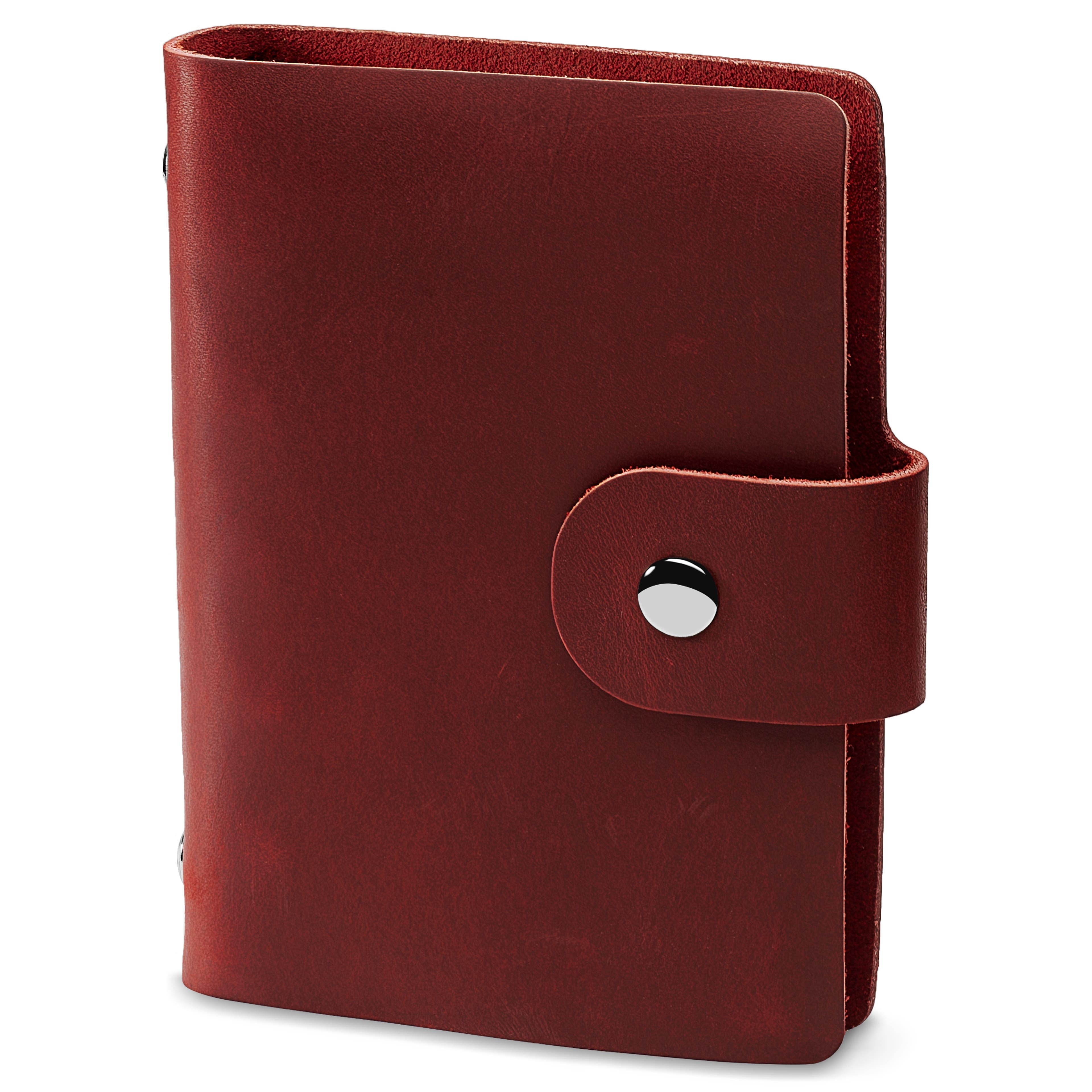 Notizbuch | Rotes Leder | Knopfverschluss