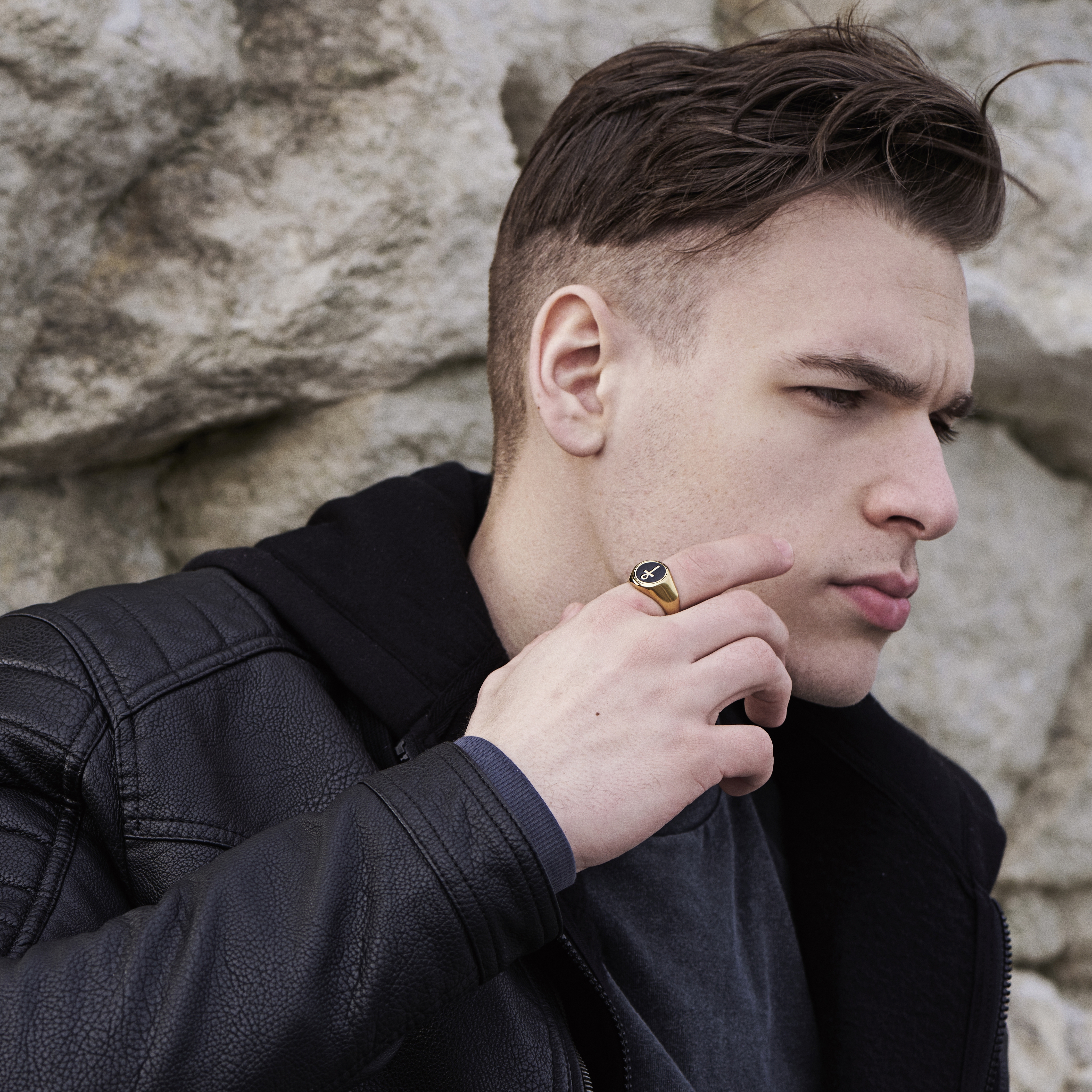 Pečatný prsteň v zlatej farbe so symbolom kríža Ankh  - 5