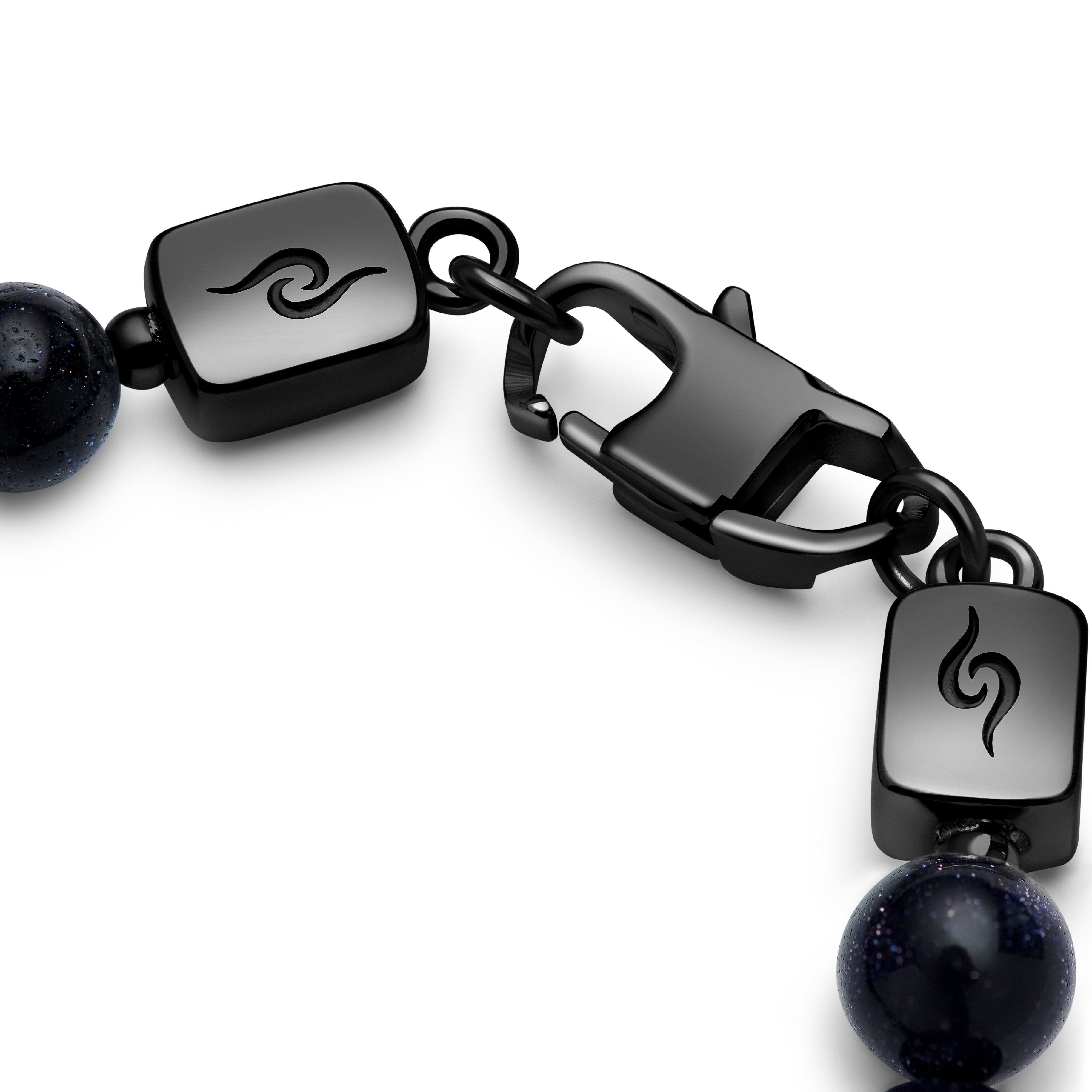 Rico | Blue Sandstone & Black Stainless Steel Skull Bracelet - 4