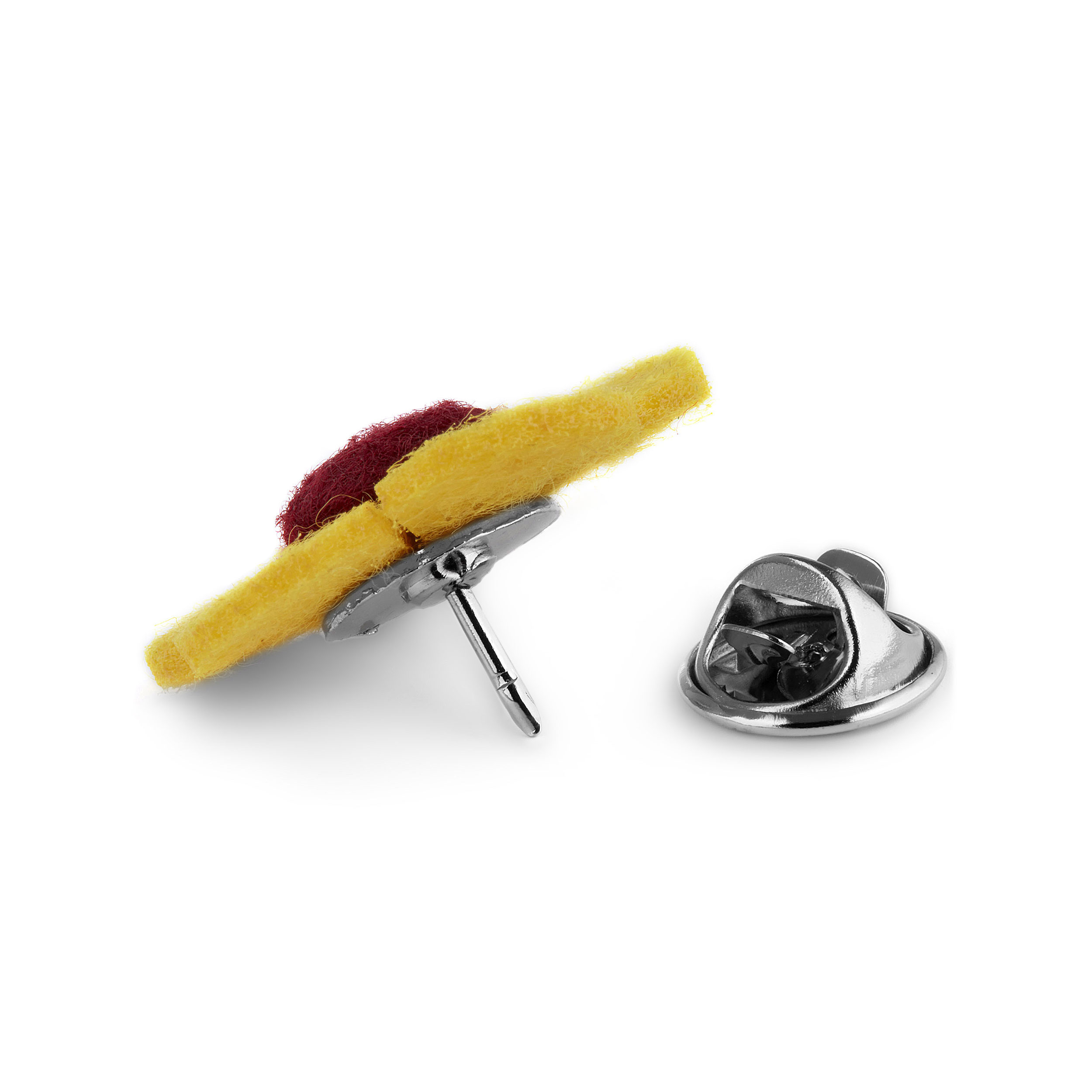 Yellow & Red Felt Flower Lapel Pin - 3