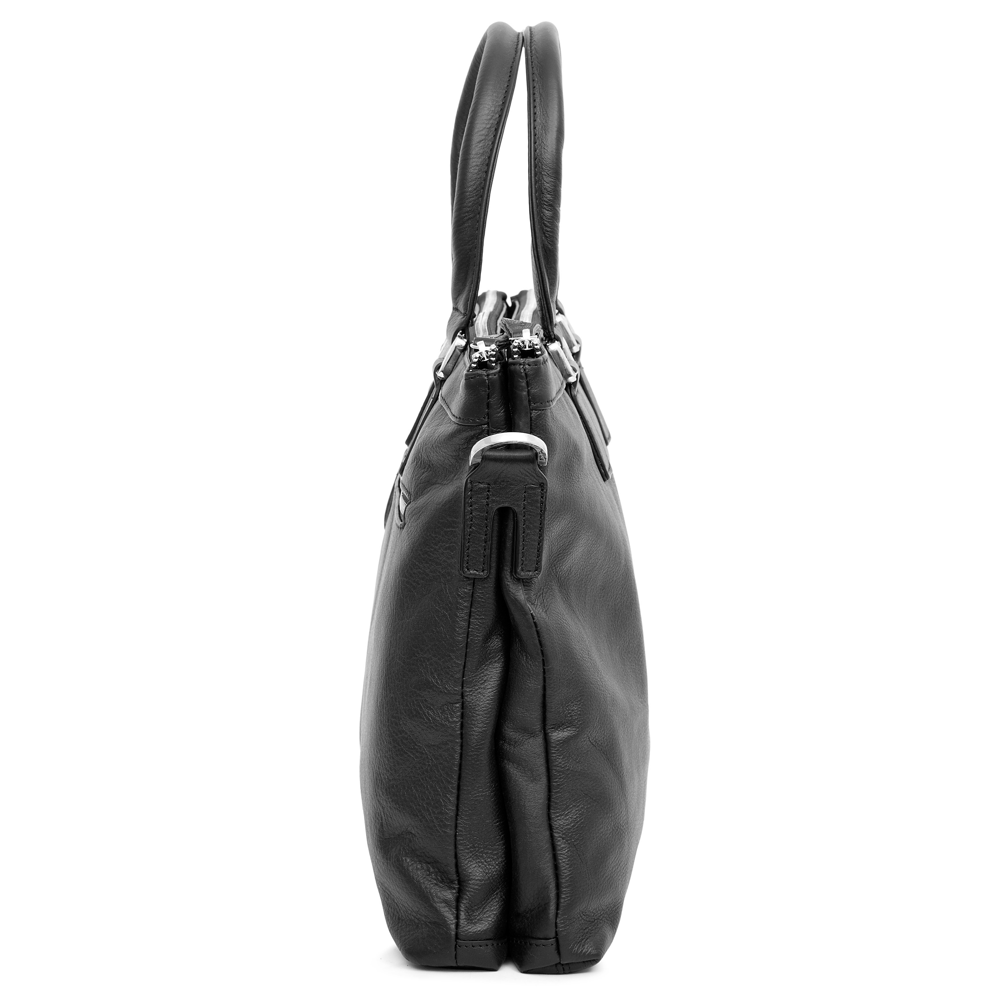 Grab & Go Svart Delton Läderväska - 4