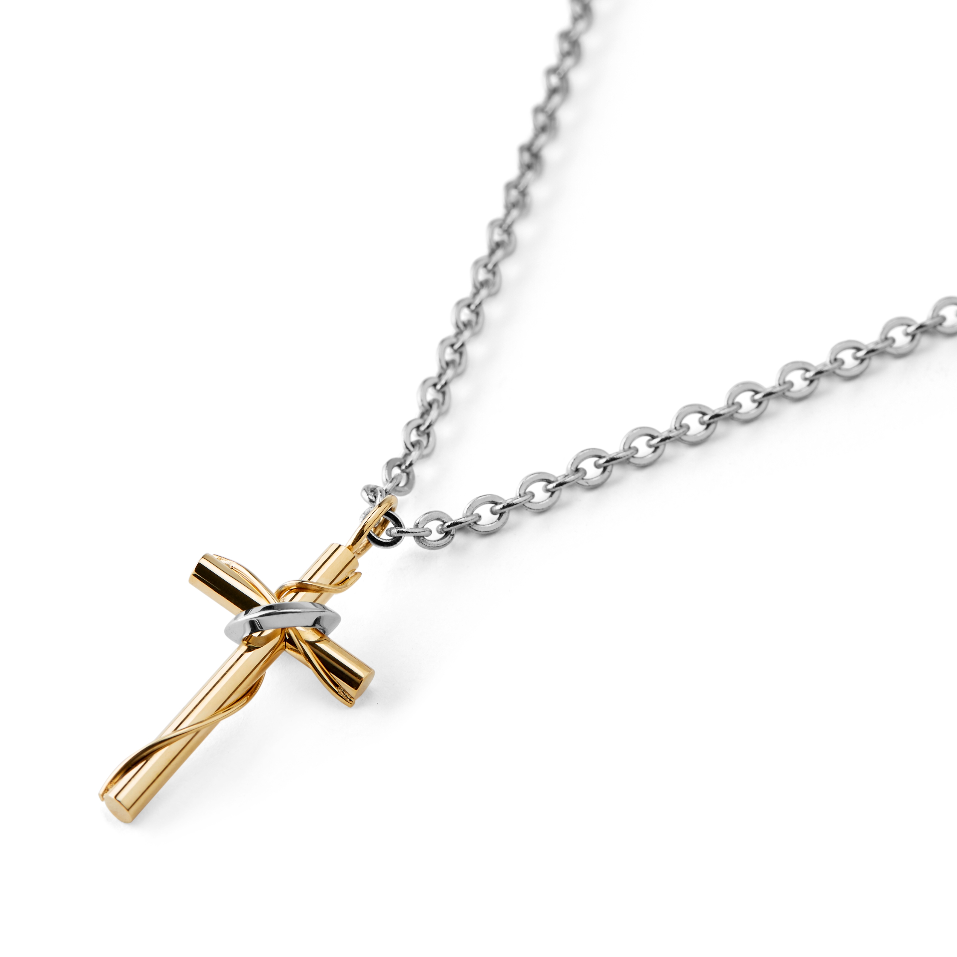 Collar de cruz dorada con halo - 2