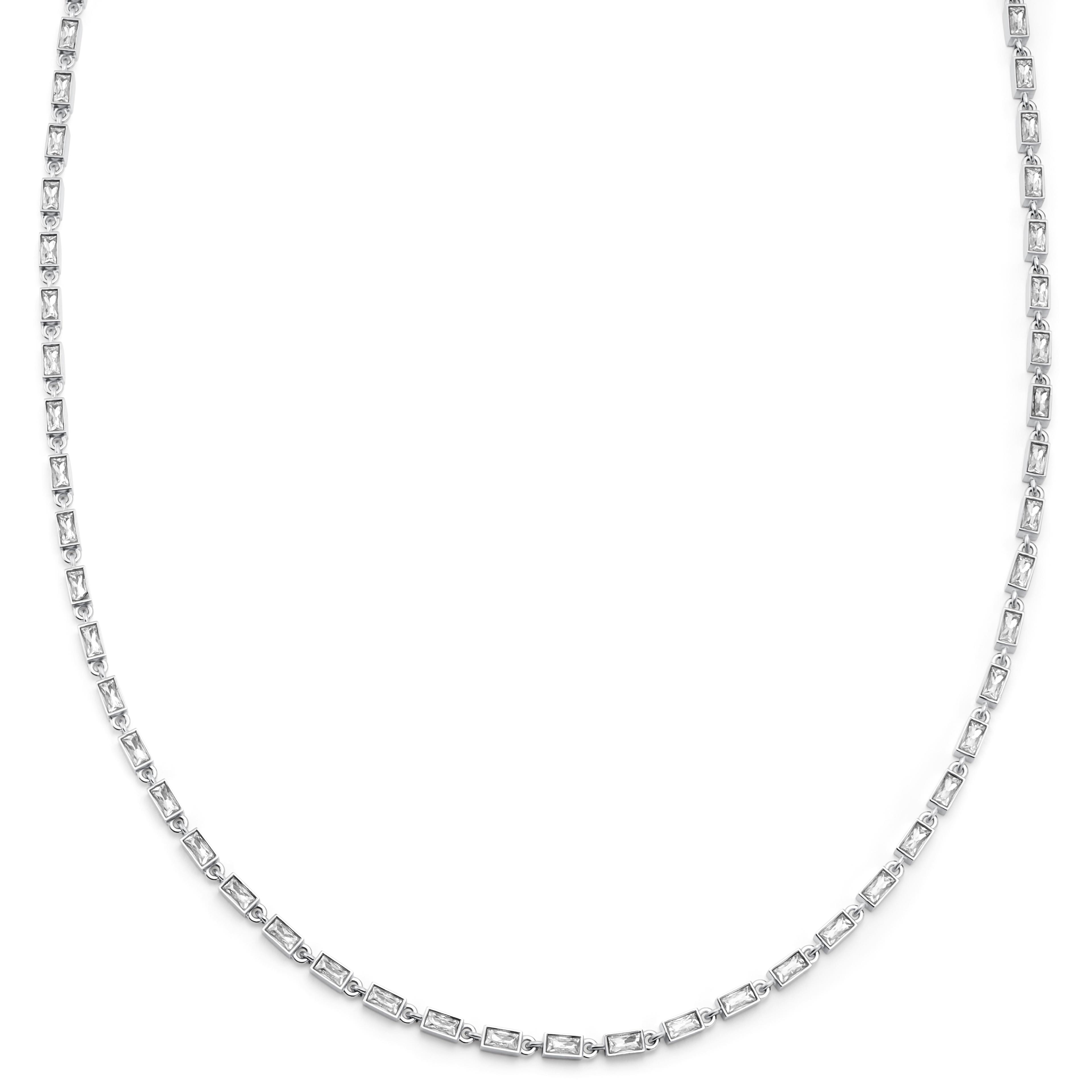 Facet | Collier argenté avec pierres en cristal blanc Facet | Collier argenté avec pierres en cristal blanc