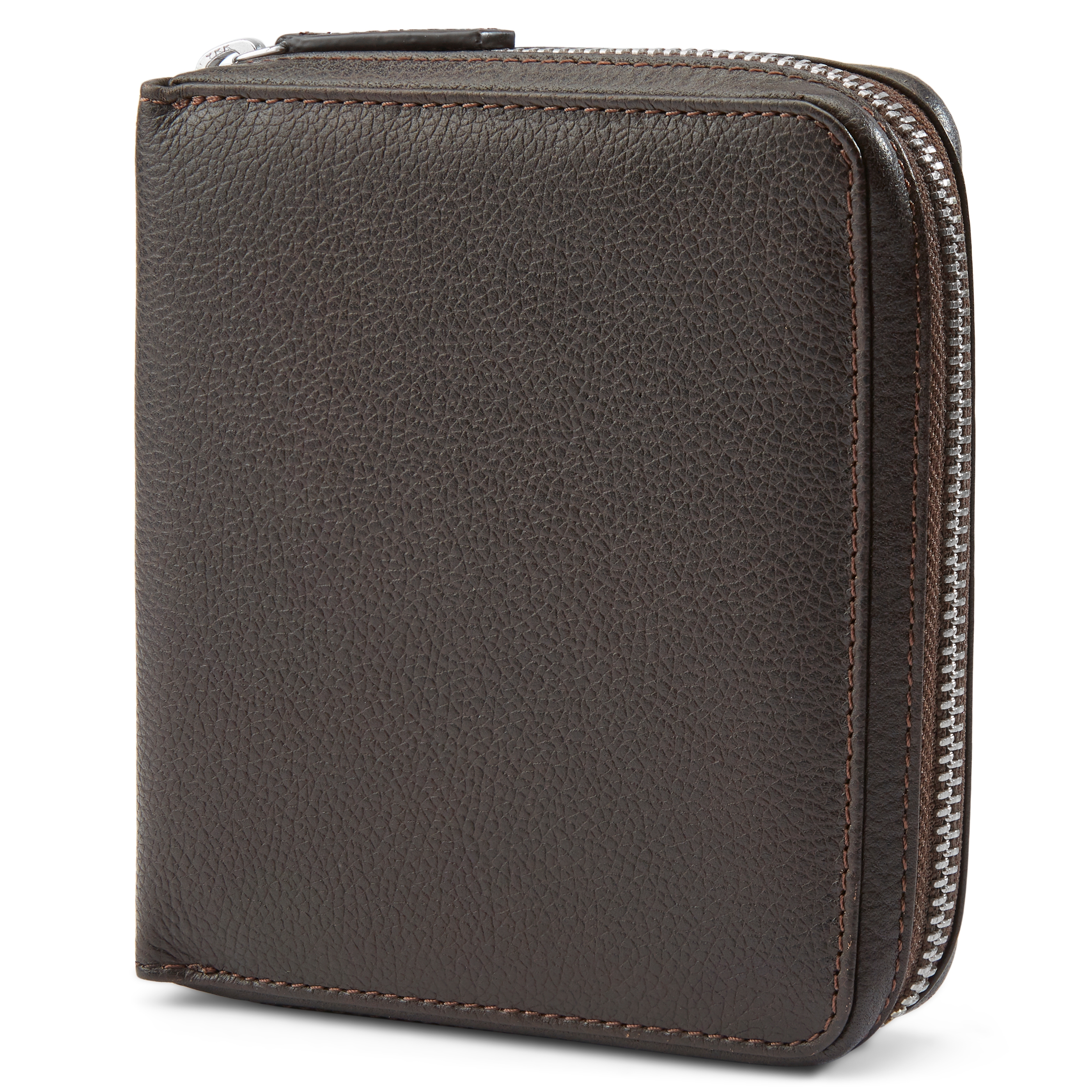 Ciemnobrązowe skórzane etui na karty XL z blokadą RFID - 1