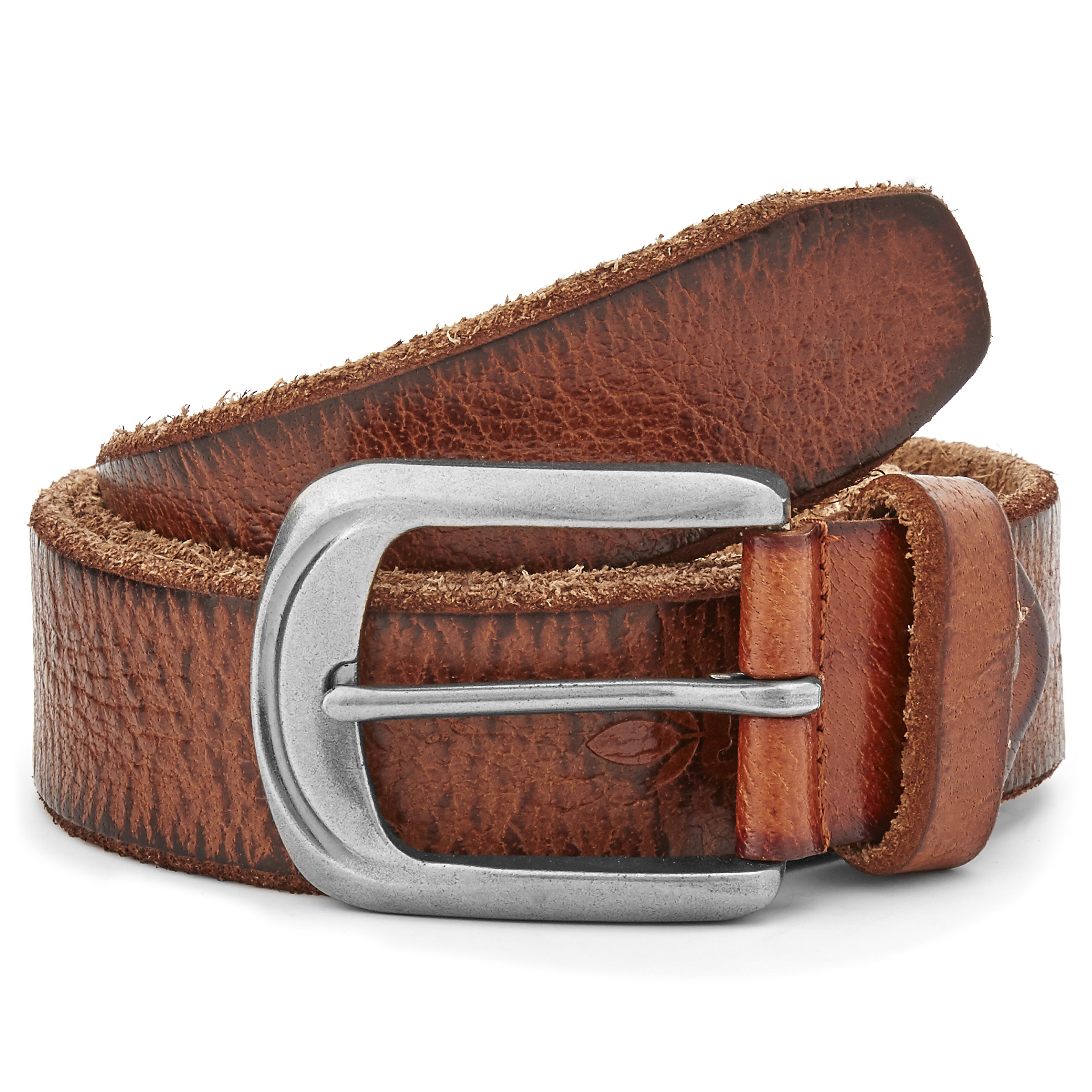 Brunt Dekorativt Læderbælte - 1