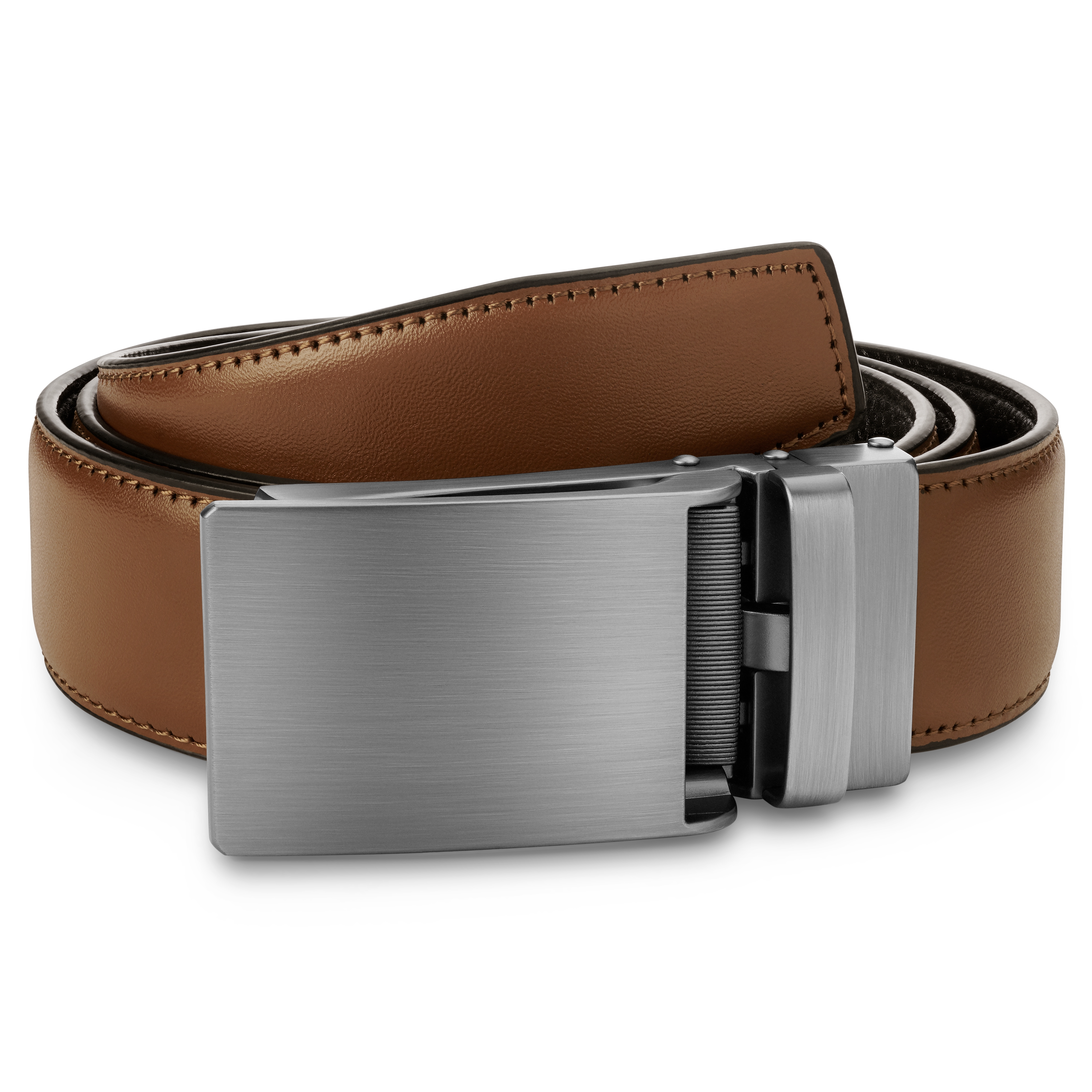Light Brown Auto-lock Faux Leather Belt