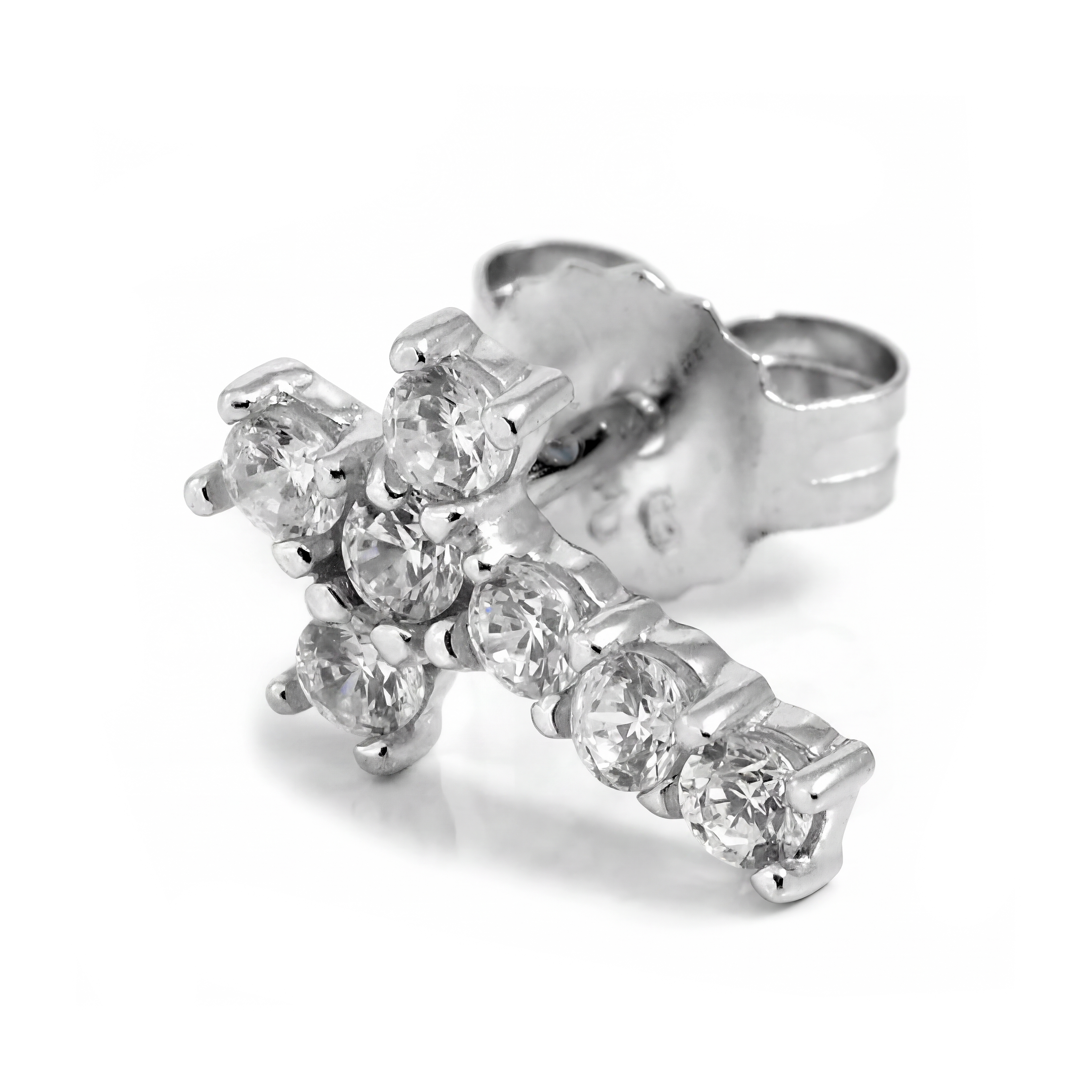 Lucid | 925 Sterling Silver 6mm Zirconia Cross Stud Earring