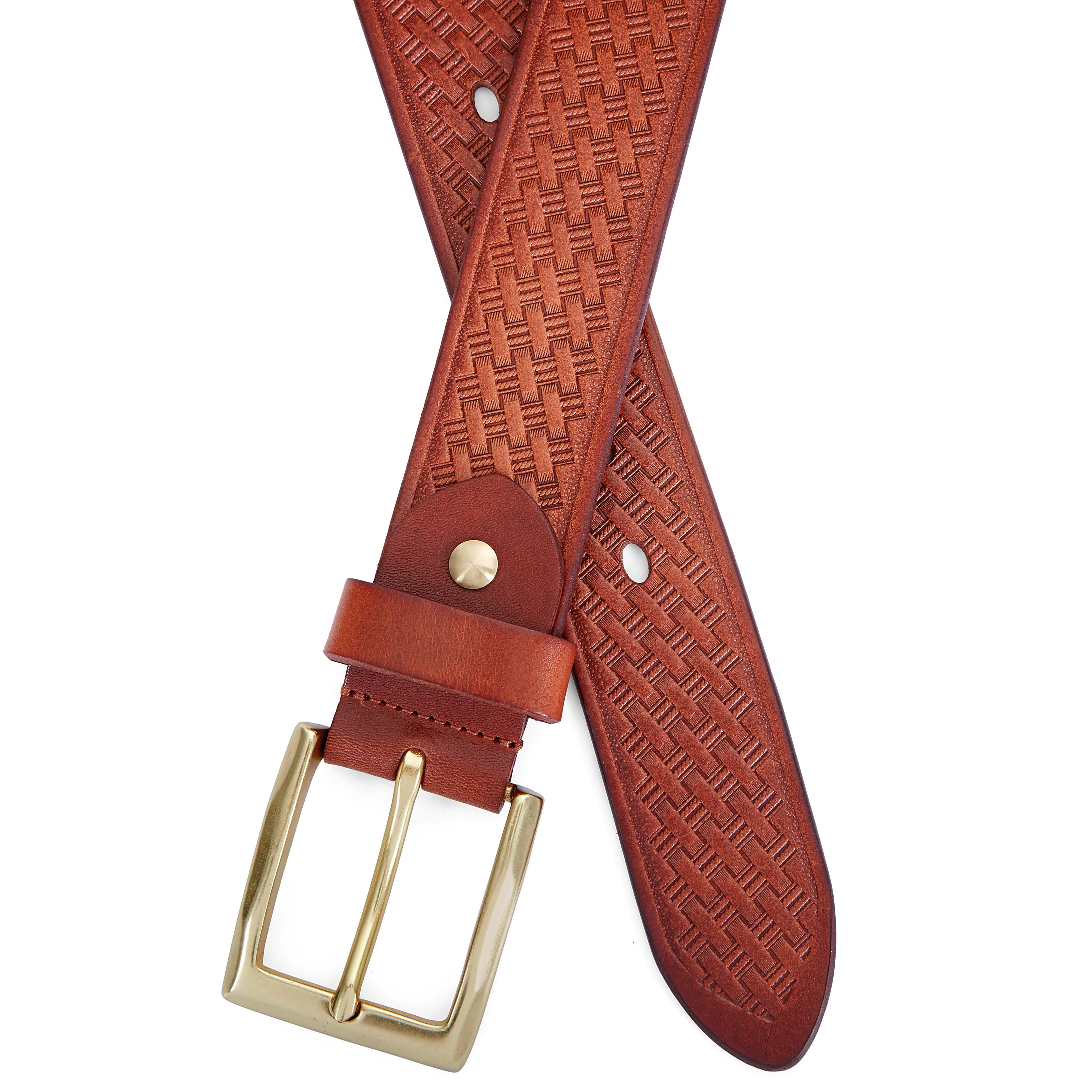Texturerat Kastanjebrunt Bälte - 3