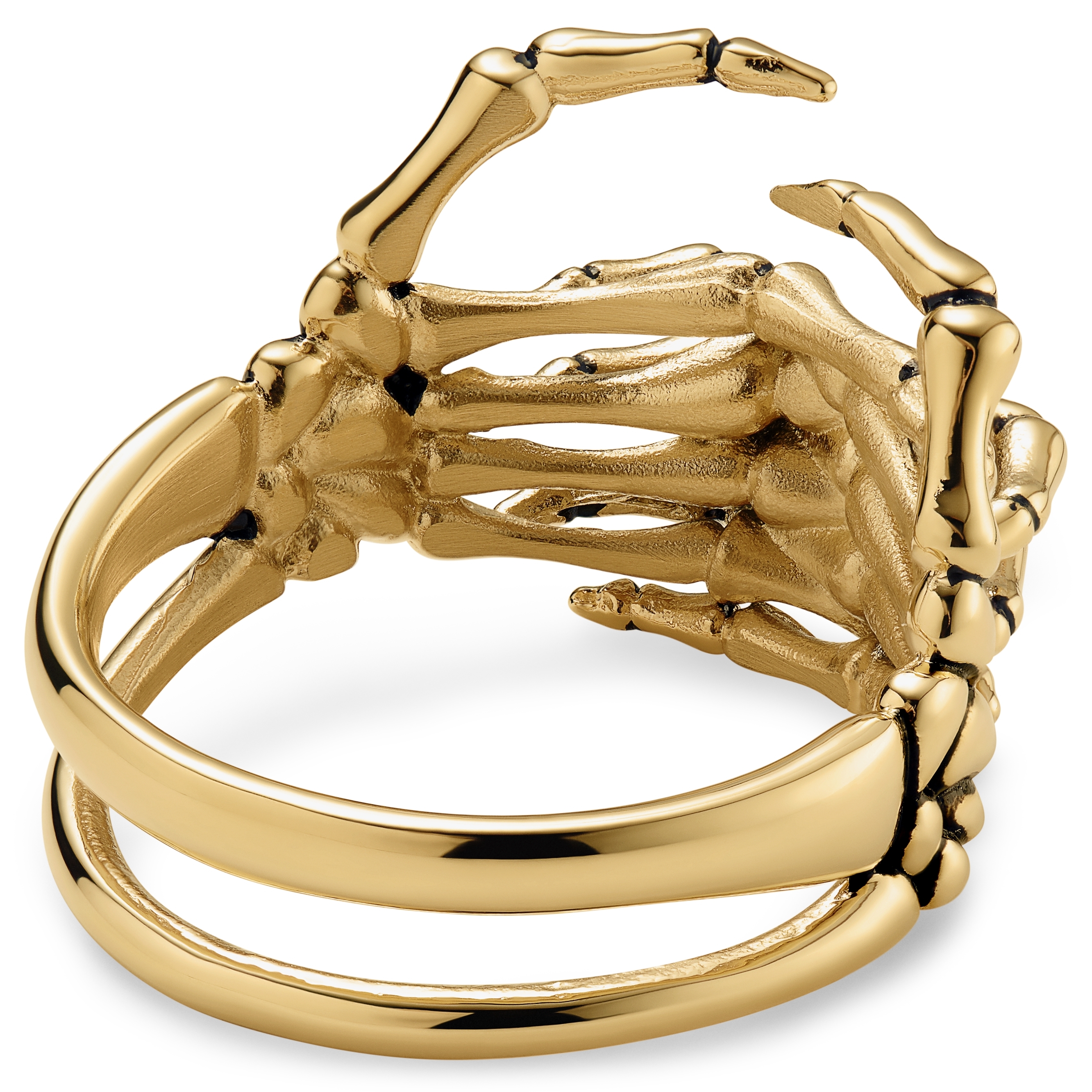 Aspero | Gold-tone Stainless Steel Skeleton Hands Ring - 3