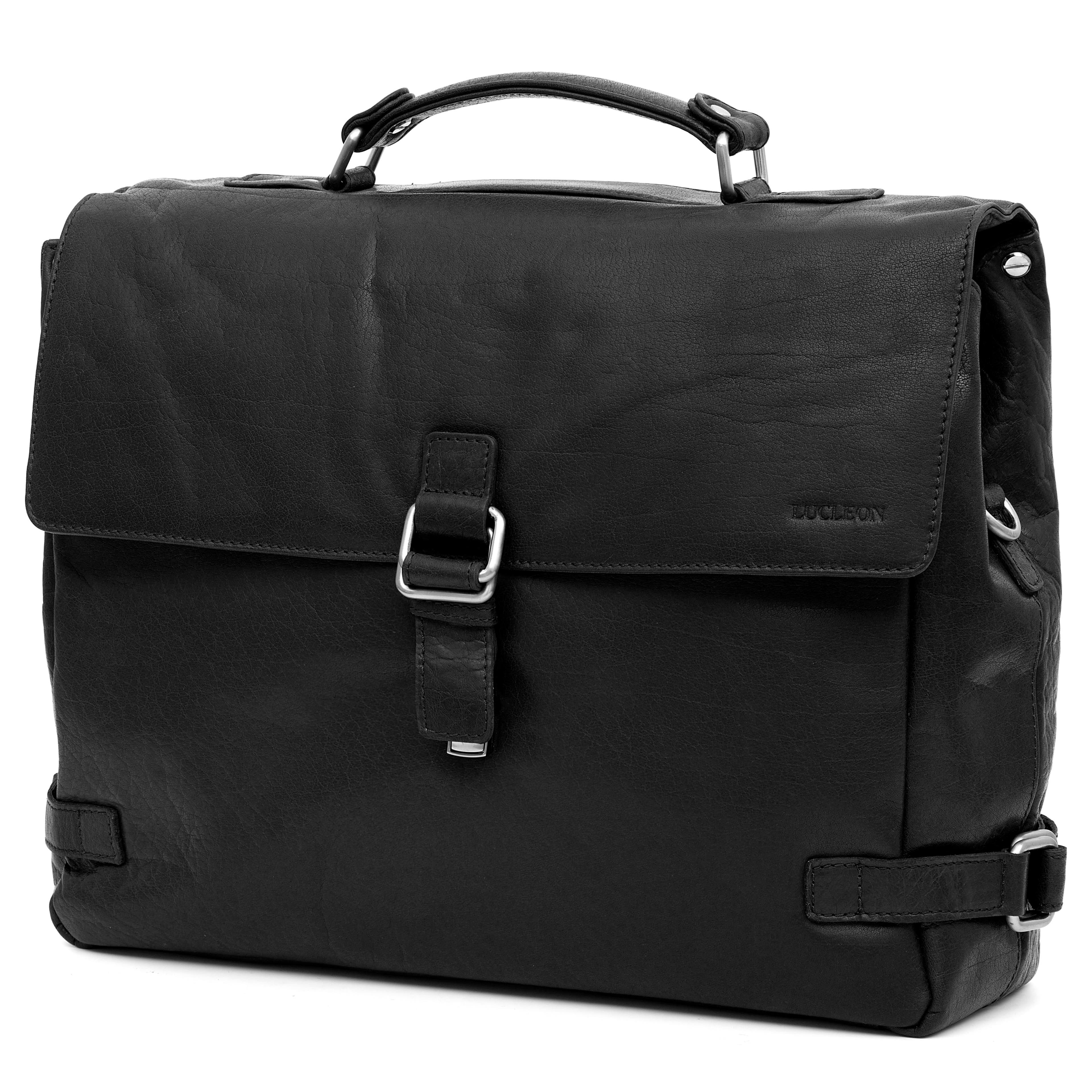 Montreal Luxury Leather Black Satchel Bag