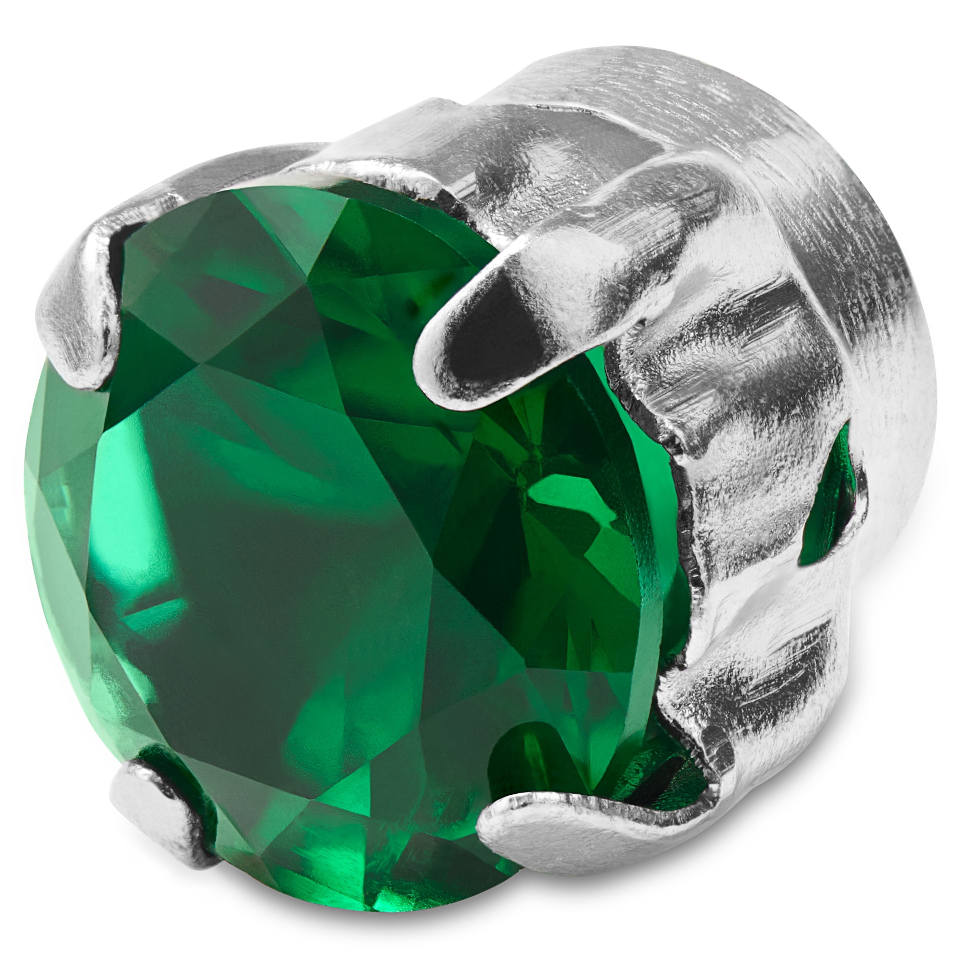 Magnetischer Ohrring mit grünem Kristall