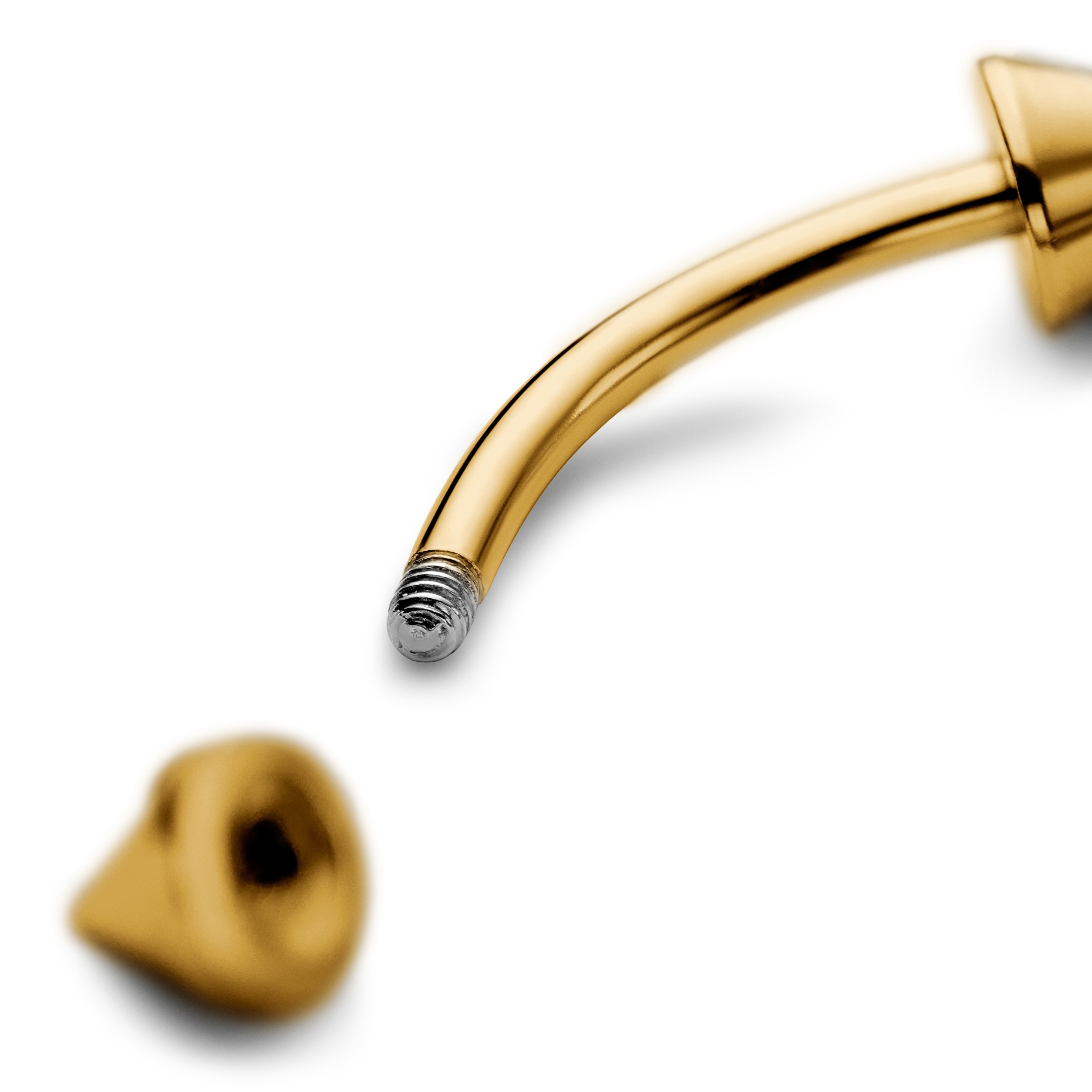 10 mm Curved Spiked Gold-Tone Surgical Steel Barbell - 2