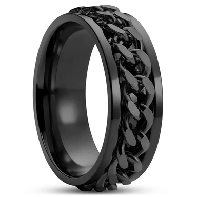 Sentio | Black Stainless Steel Curb Chain Ring Sentio | Black Stainless Steel Curb Chain Ring