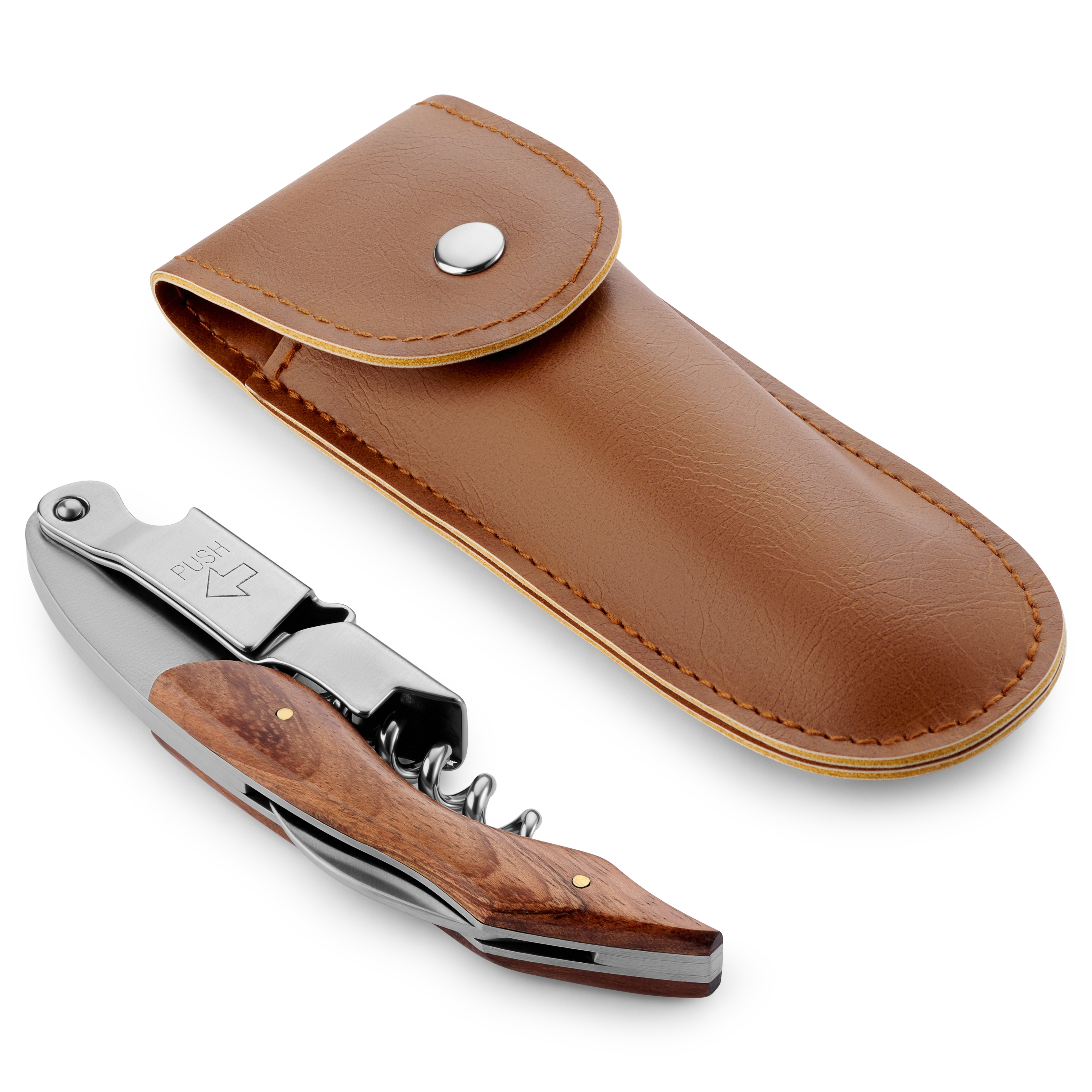 Universāls koka un nerūsējošā tērauda pudeļu attaisāmais Deluxe - 2