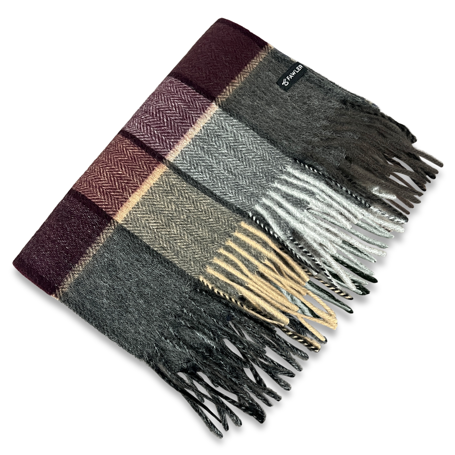 Aurora | Bufanda de cuadros de lana en azul y gris - 3